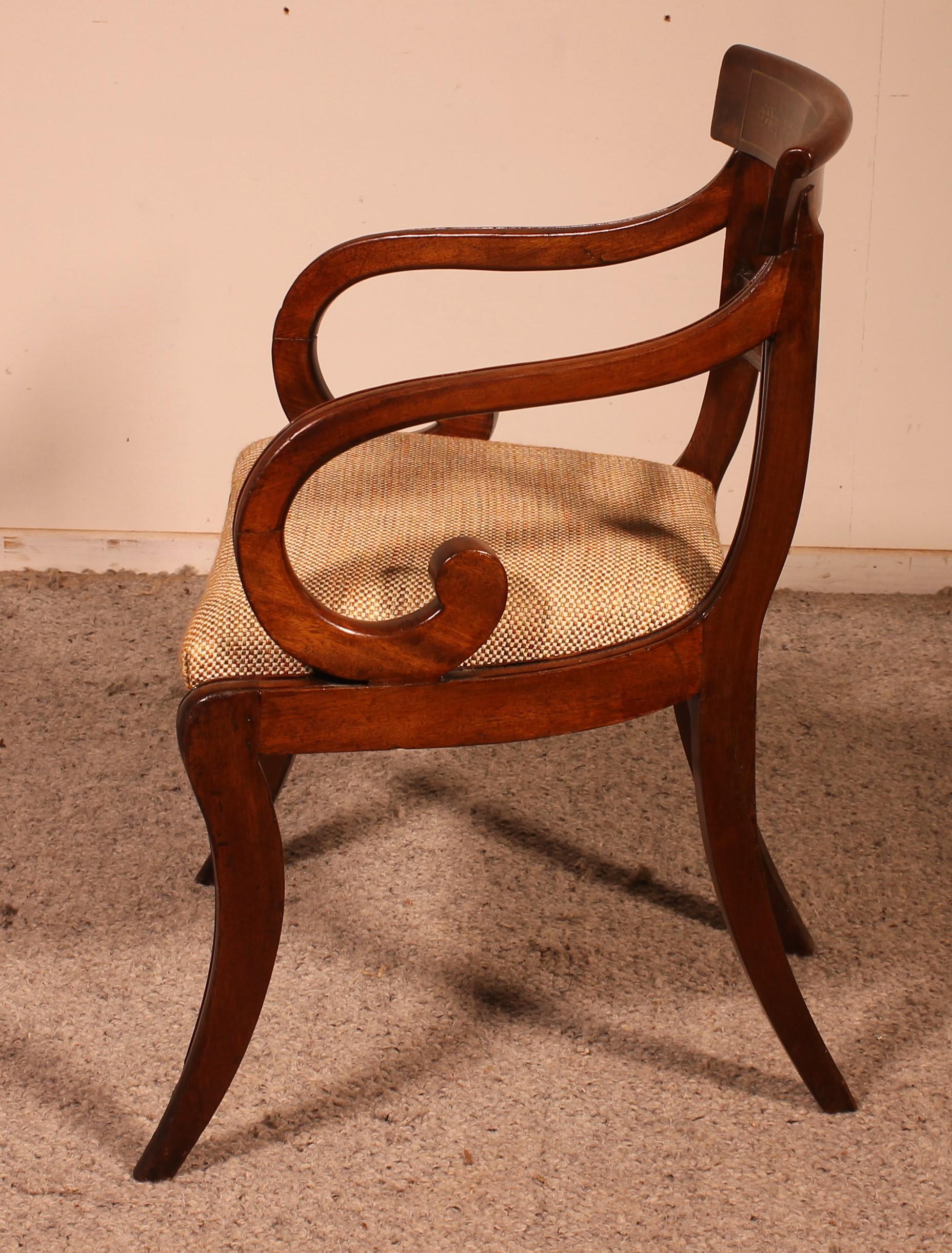 Regency Mahogany Armchair Chair, Early 19th Century, Circa 1810 3