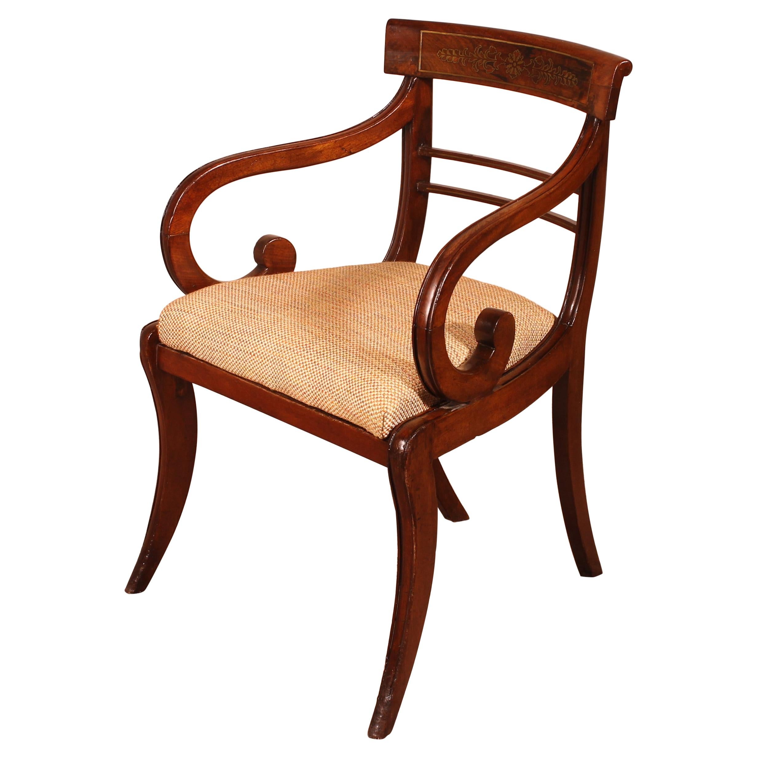 Regency Mahogany Armchair Chair, Early 19th Century, Circa 1810