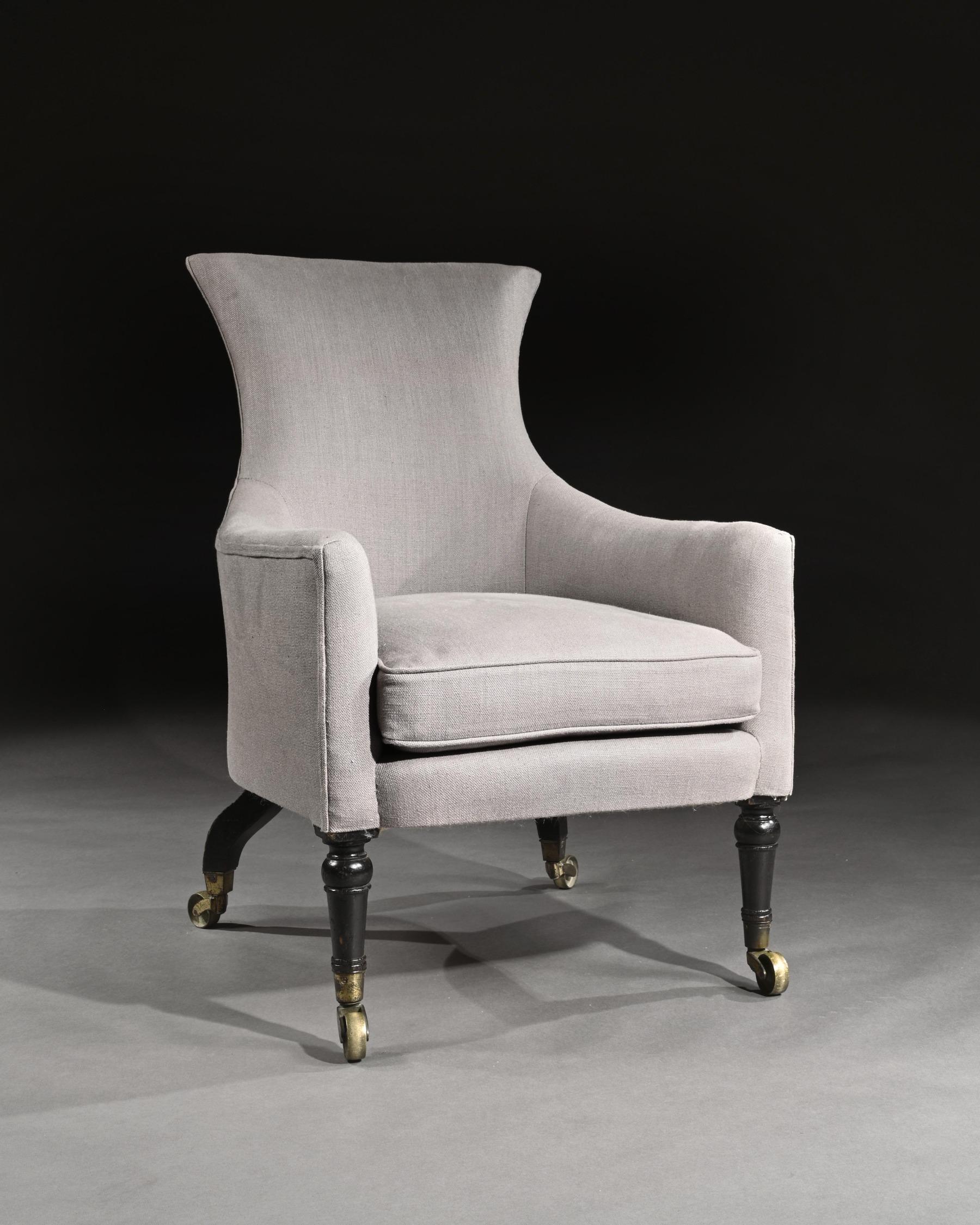British Regency Mahogany Armchair of Curvaceous Form
