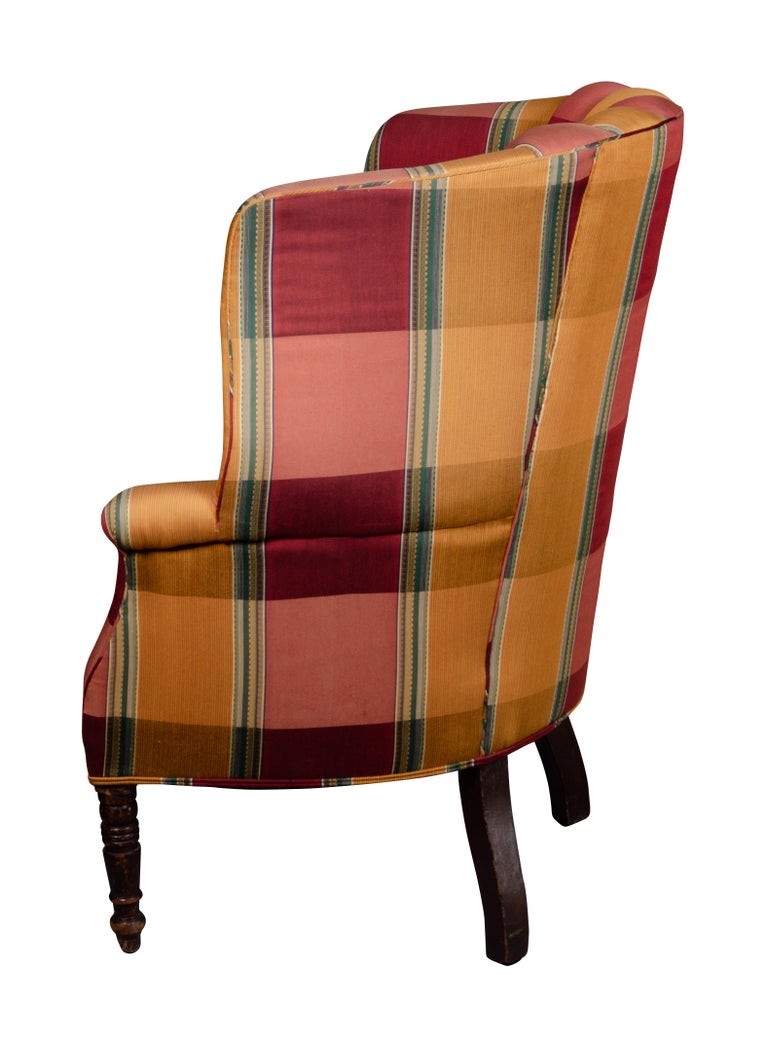 Regency Mahogany Barrel Back Wing Chair For Sale at 1stDibs