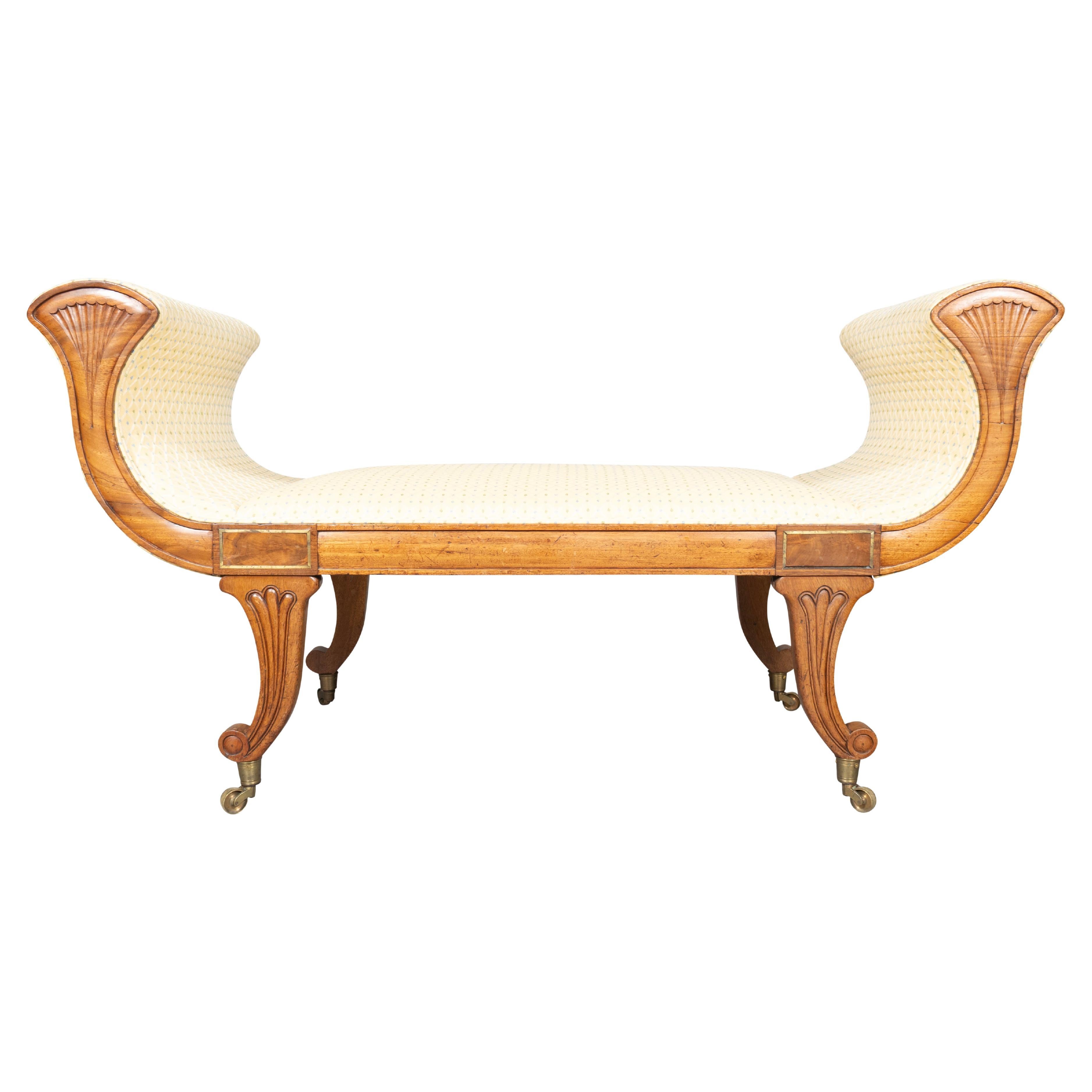 Regency Mahogany Bench For Sale
