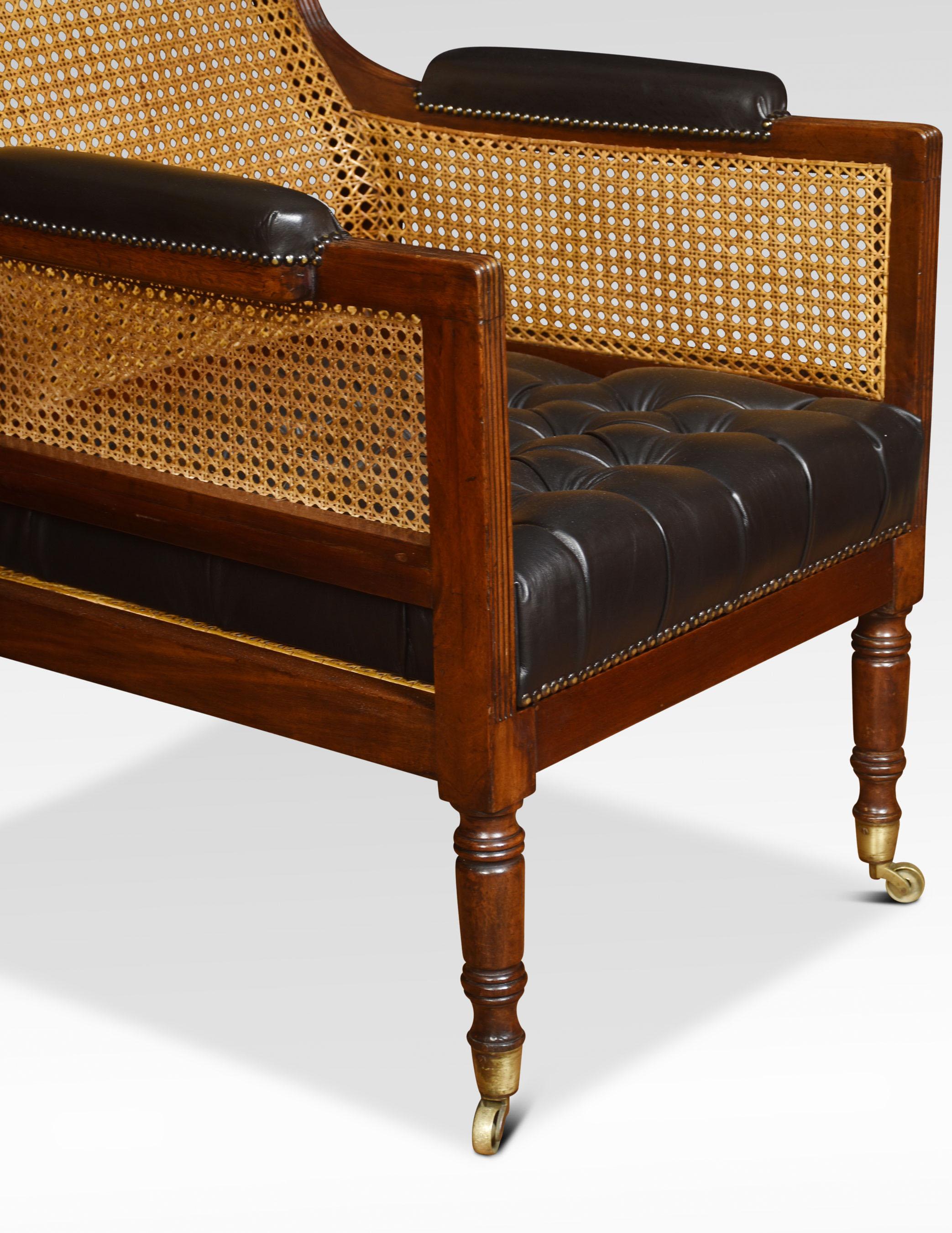 British Regency Mahogany Bergere Armchair For Sale