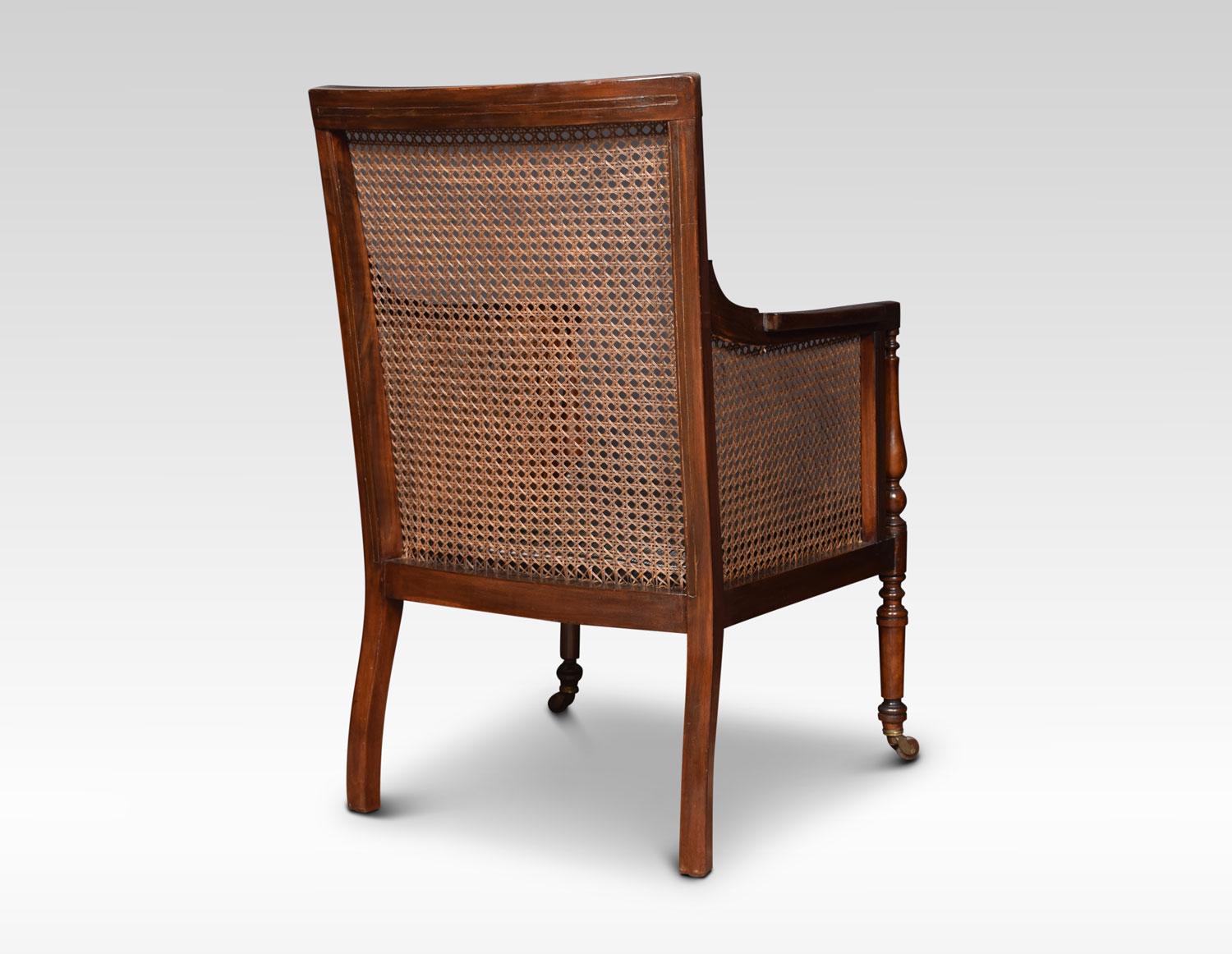 Regency Mahogany Bergère Armchair In Good Condition In Cheshire, GB