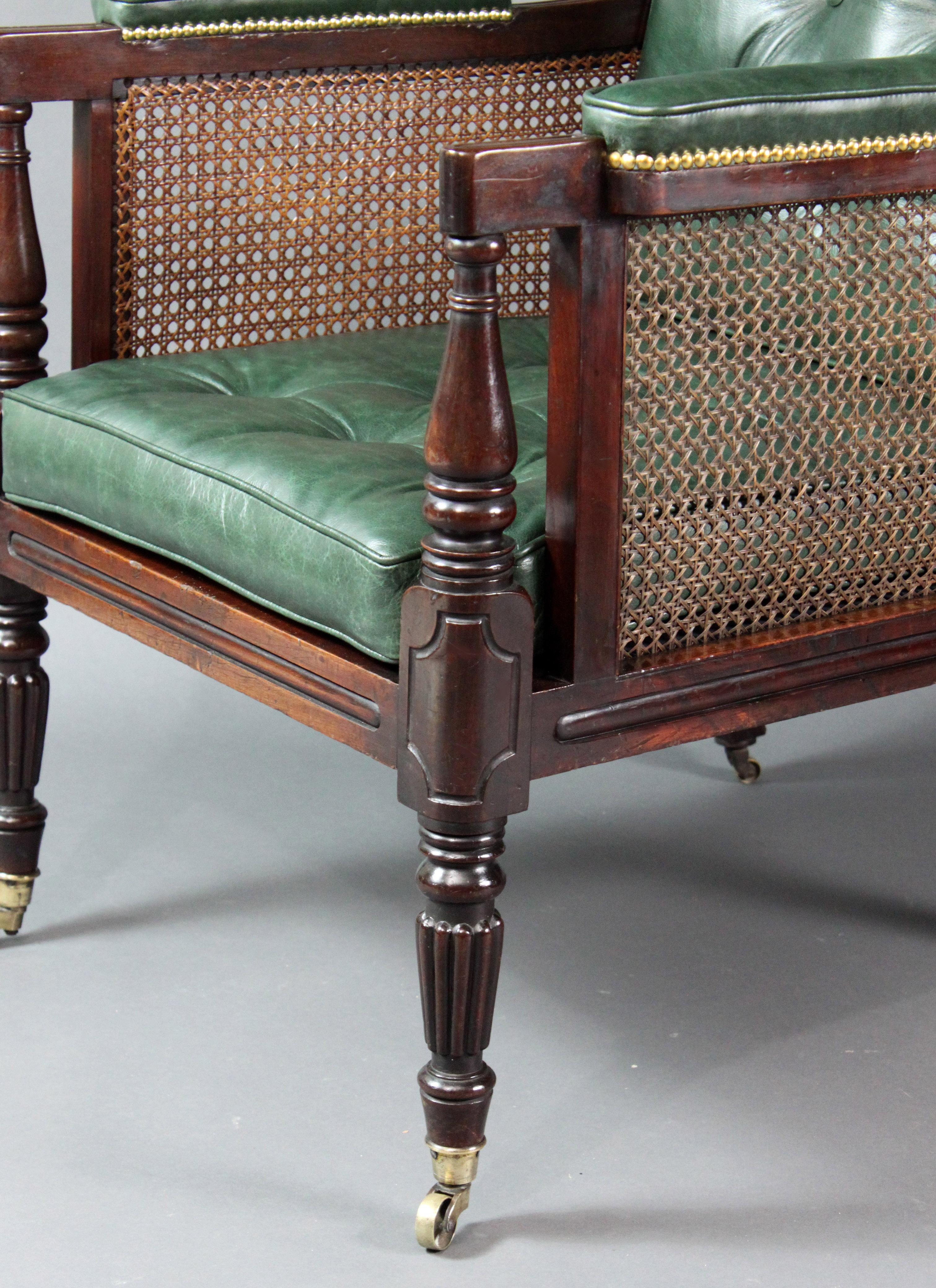 Regency Mahogany Bergère Chair In Good Condition In Bradford-on-Avon, Wiltshire
