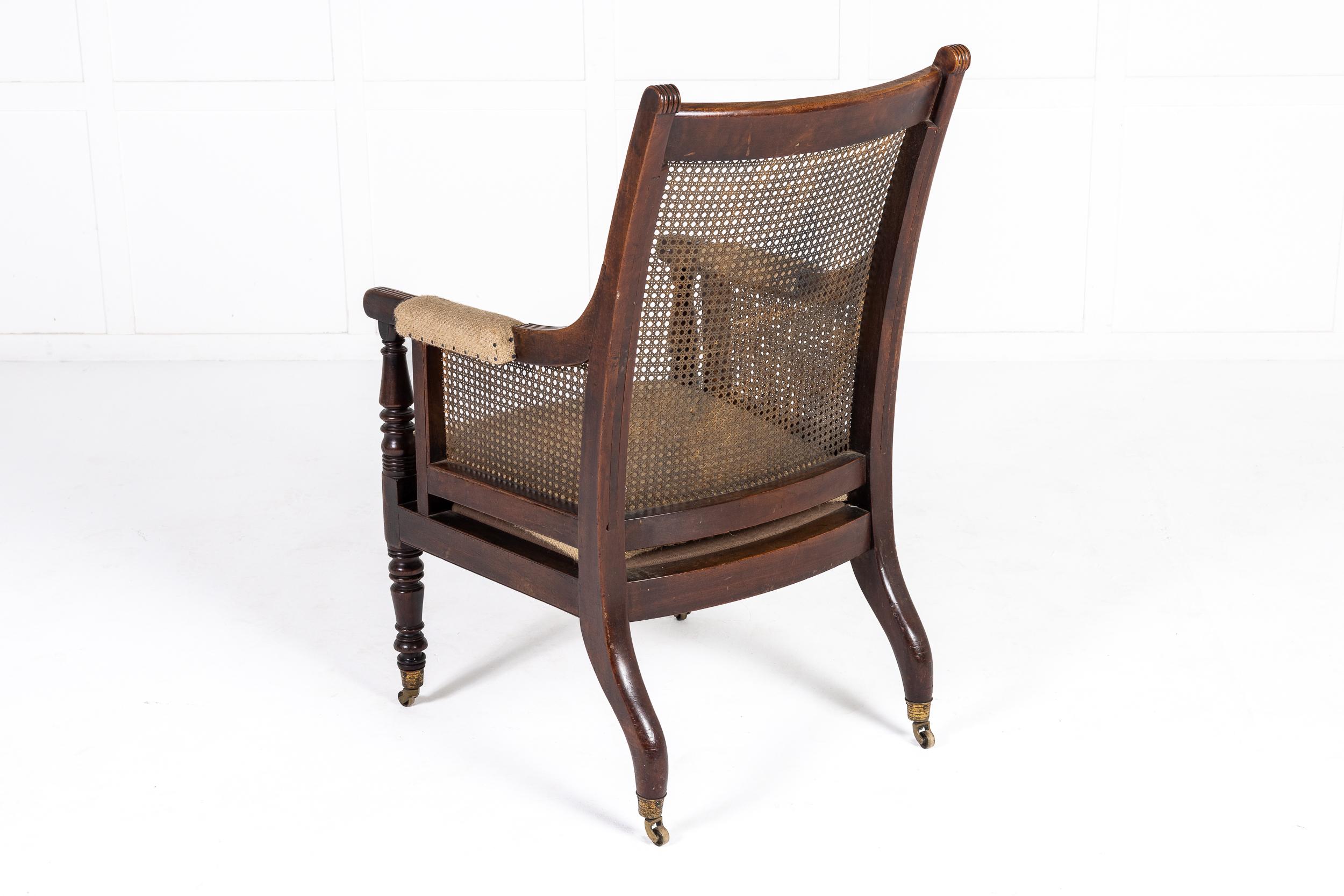 Regency Mahogany Bergère Library Armchair (in the manner of Gillows) For Sale 3
