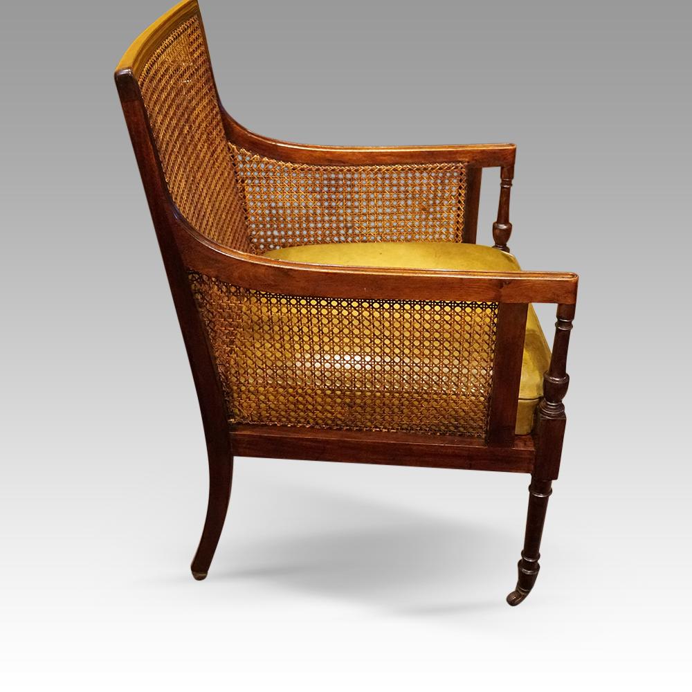 Regency mahogany bergere library chair  4