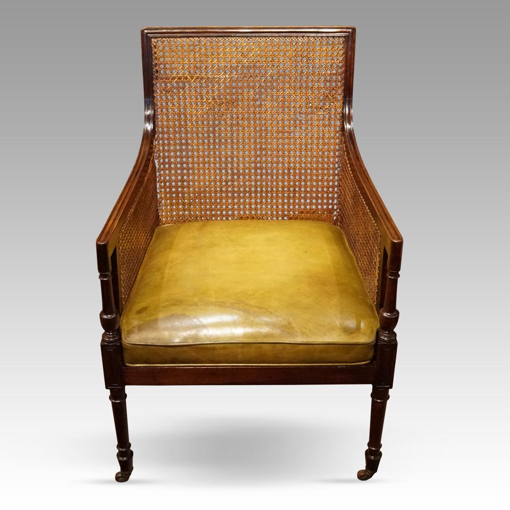 Regency mahogany bergere library chair  1