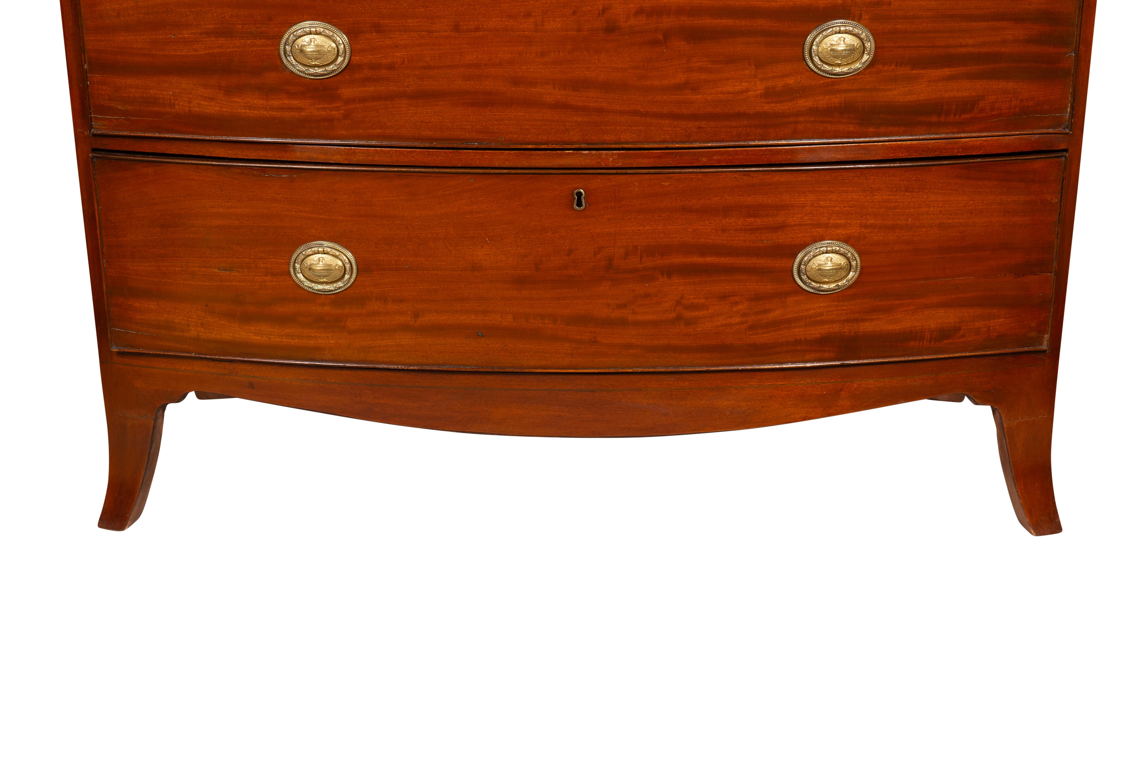 Regency Mahogany Bow front Chest Of Drawers For Sale 5