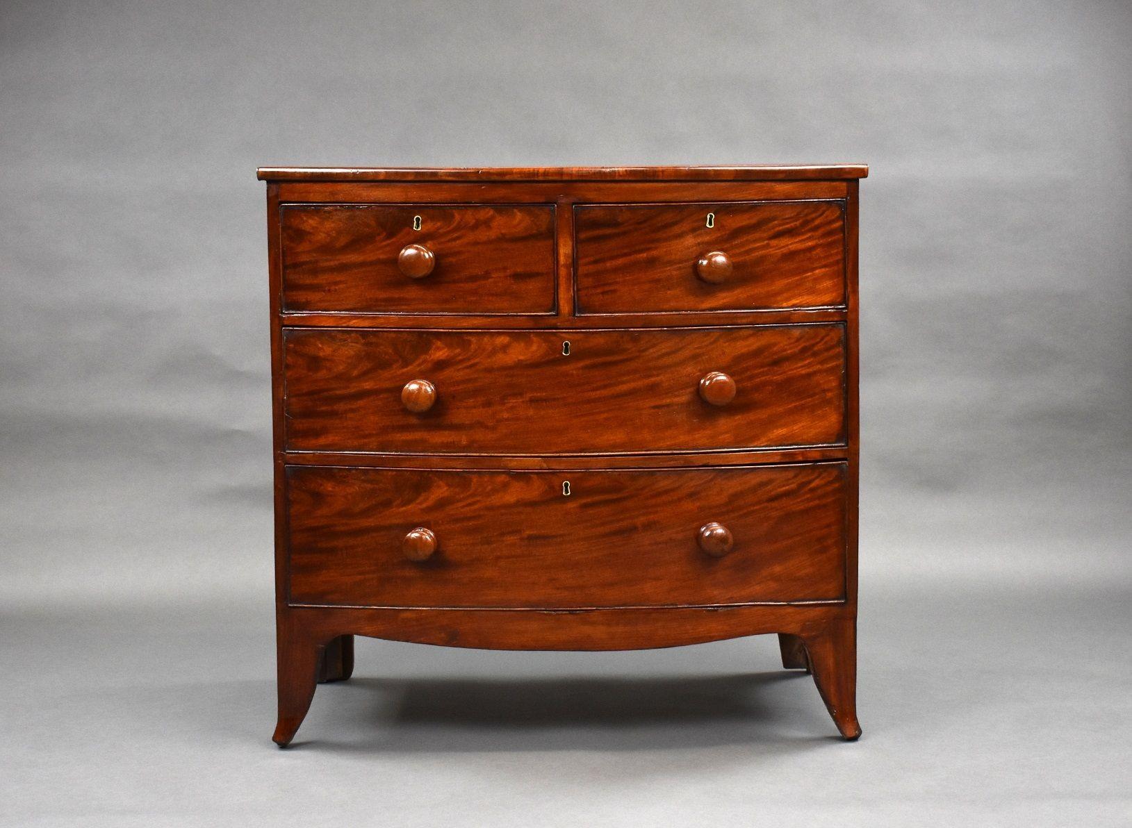 English Regency Mahogany Bow Front Chest of Drawers For Sale