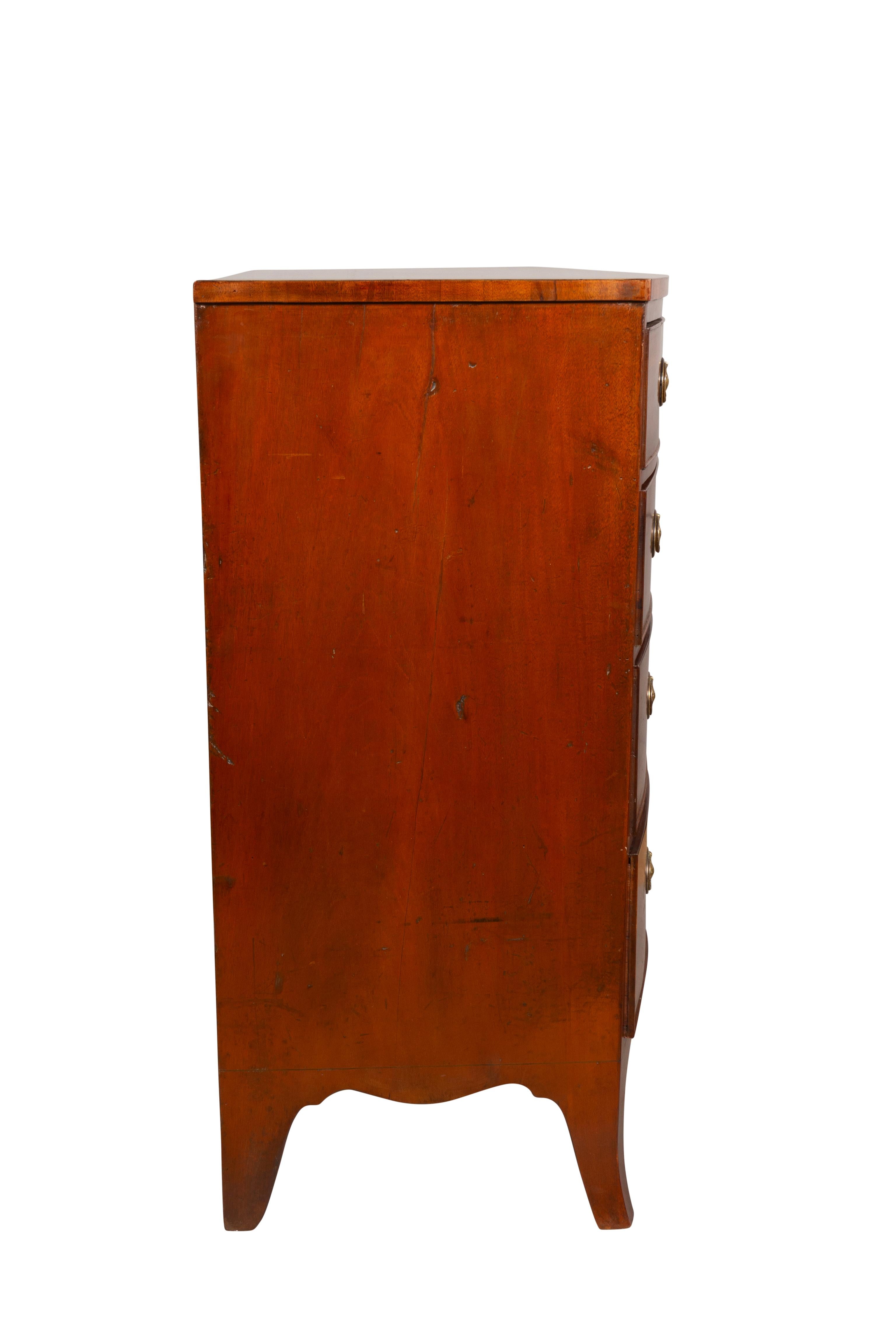 English Regency Mahogany Bow front Chest Of Drawers For Sale