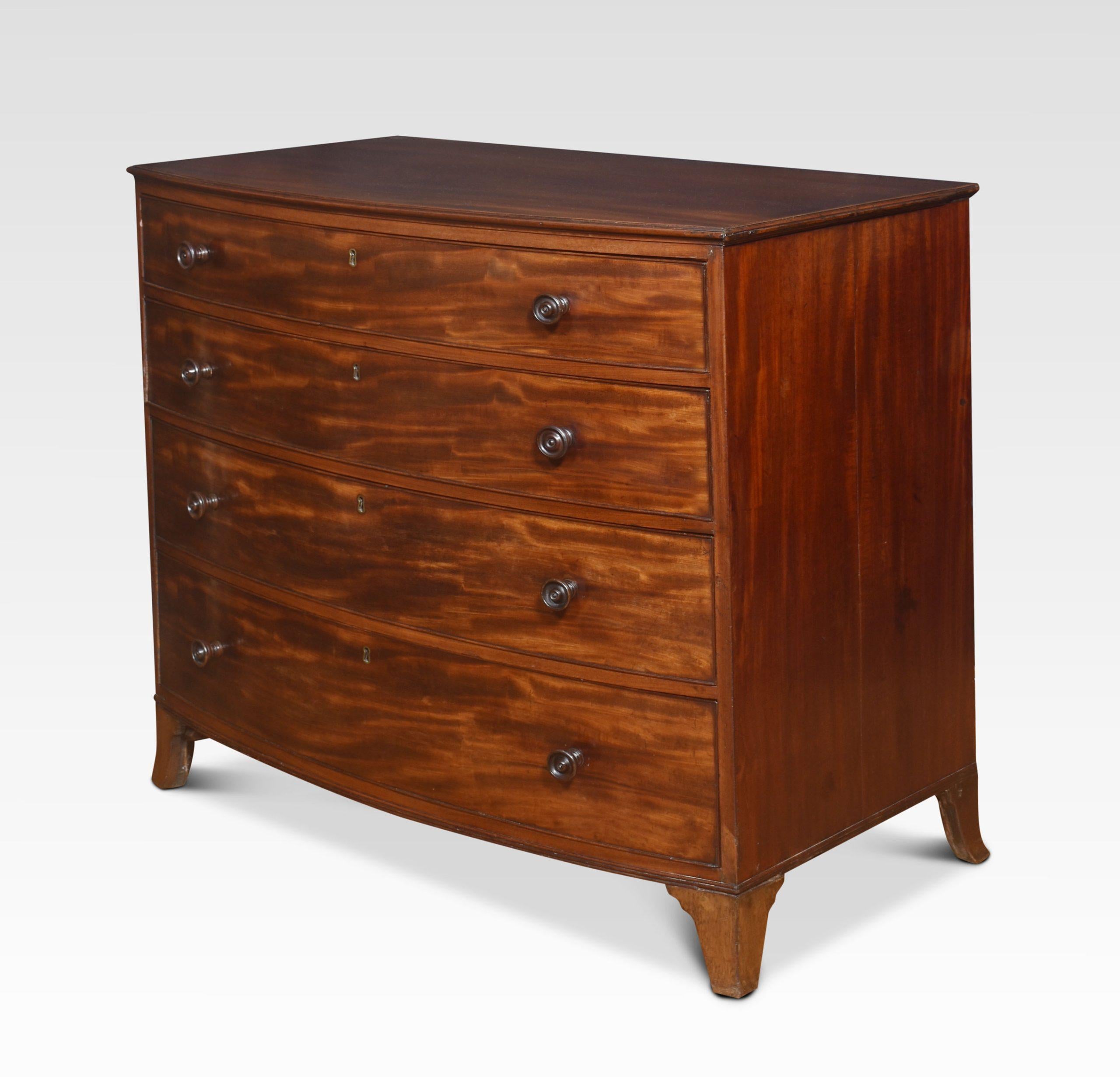 Regency mahogany bow front chest of drawers In Good Condition For Sale In Cheshire, GB