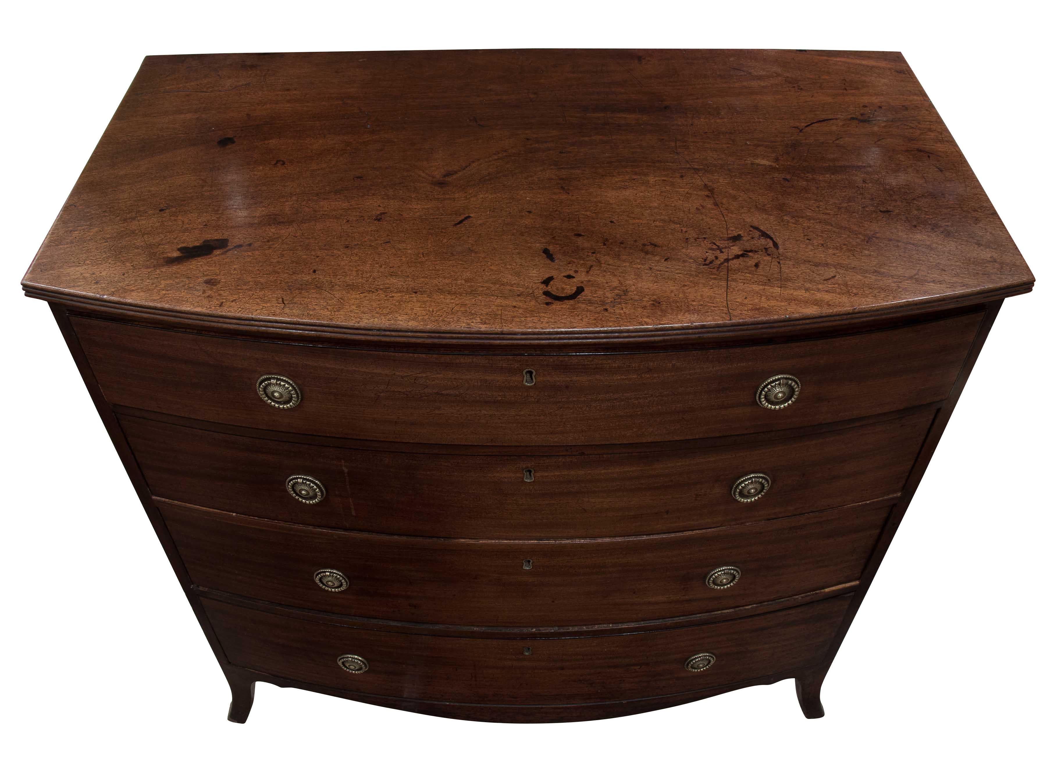 Early 19th Century Regency Mahogany Bow Front Chest of Drawers For Sale
