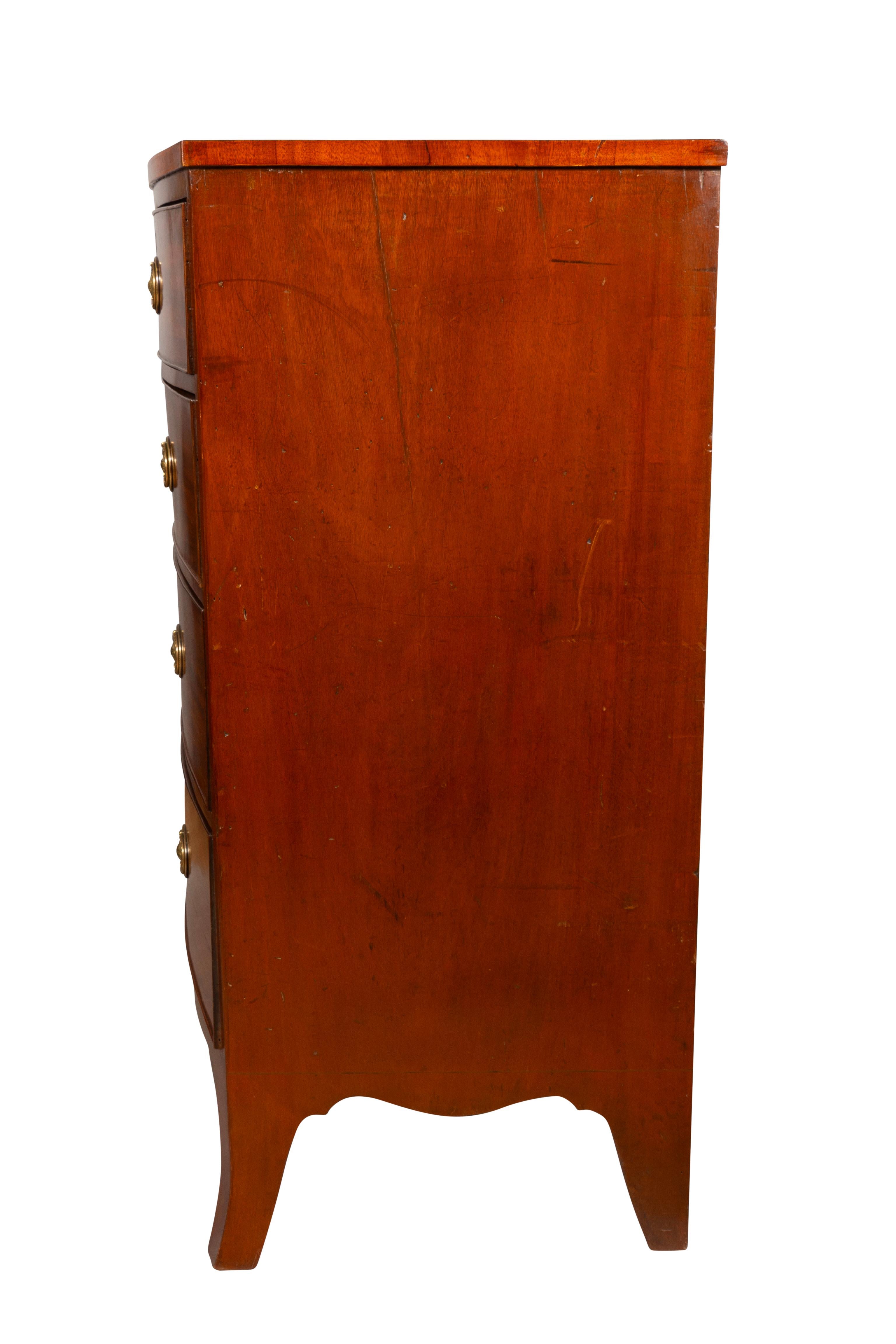 19th Century Regency Mahogany Bow front Chest Of Drawers For Sale