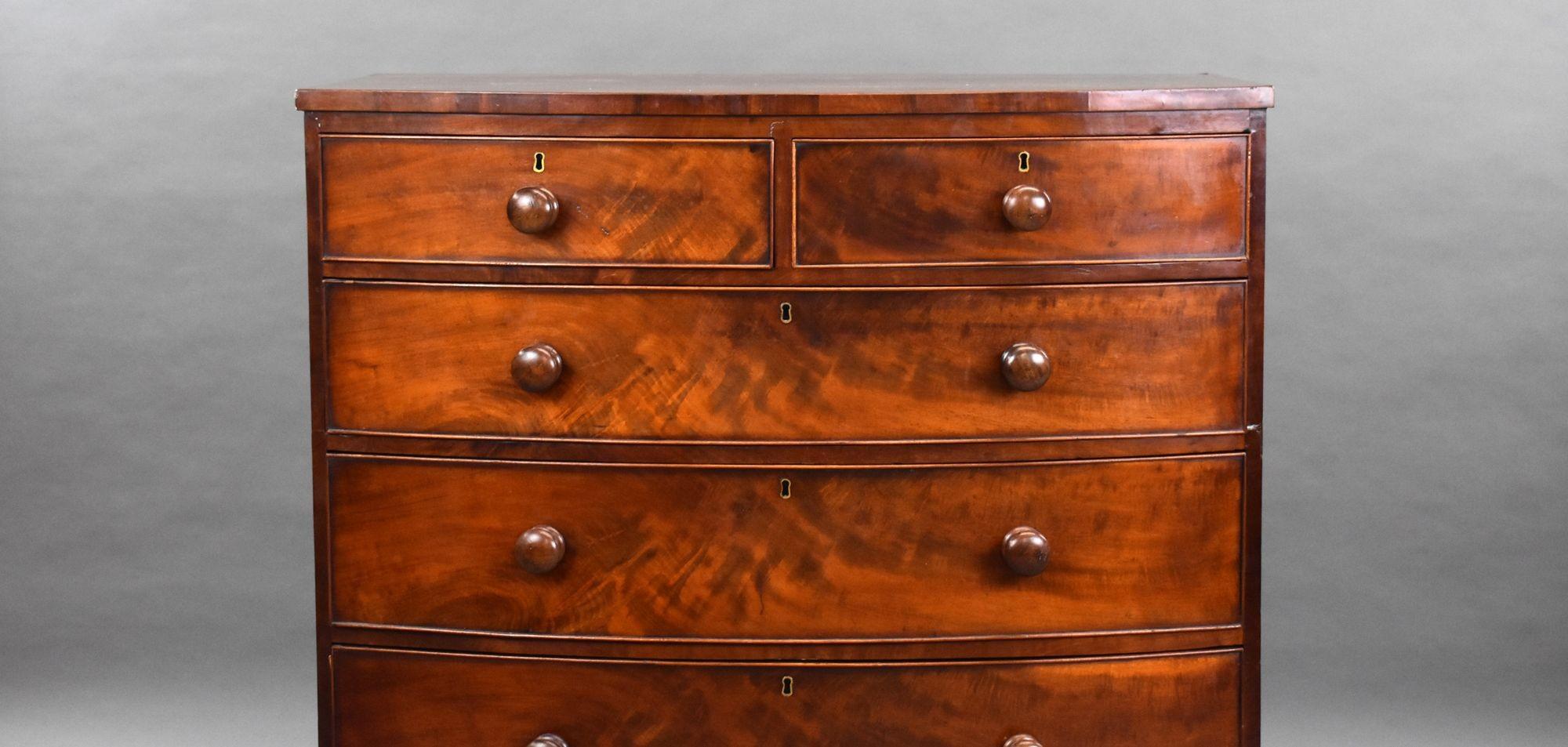 Regency Mahogany Bow Front Chest of Drawers 2