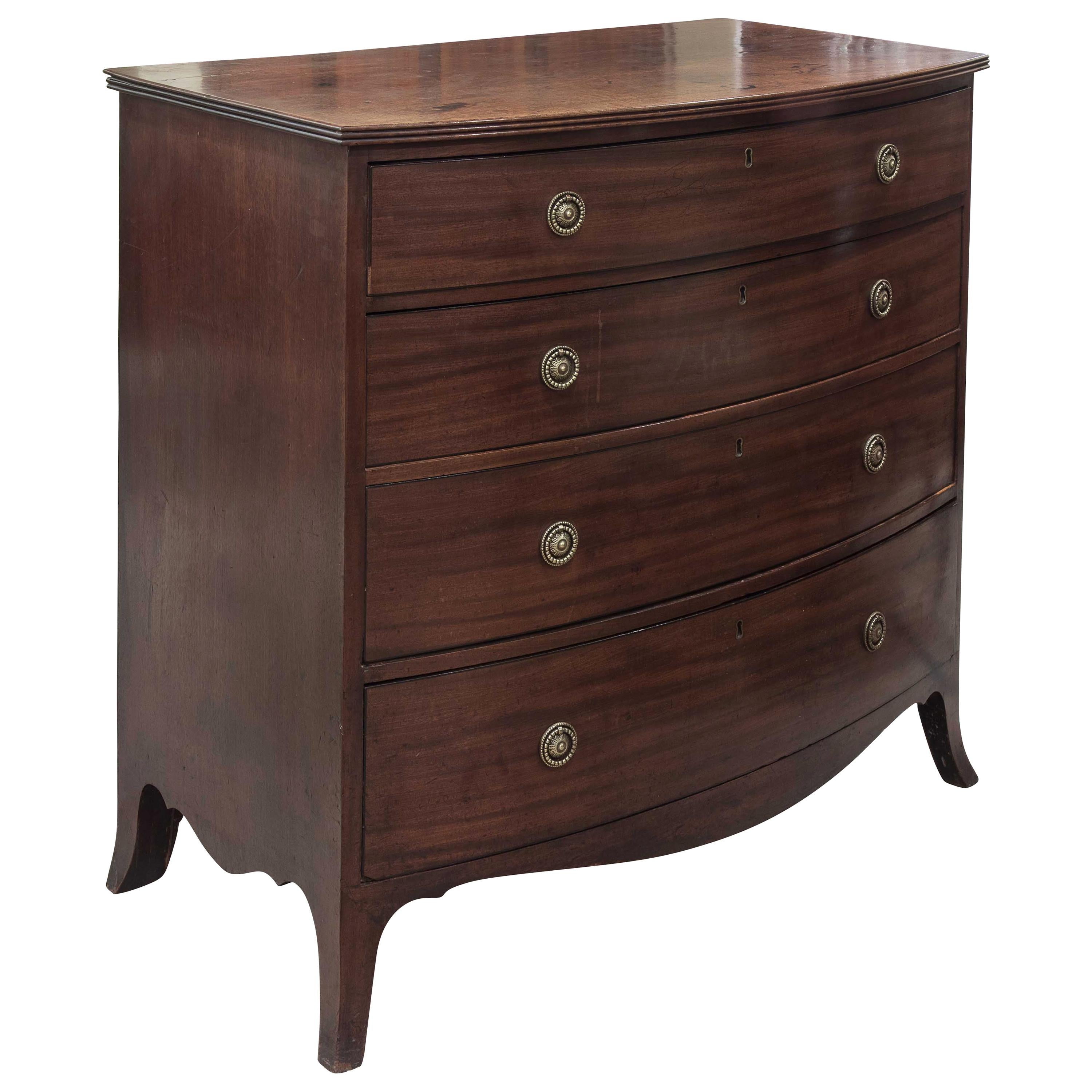 Regency Mahogany Bow Front Chest of Drawers For Sale