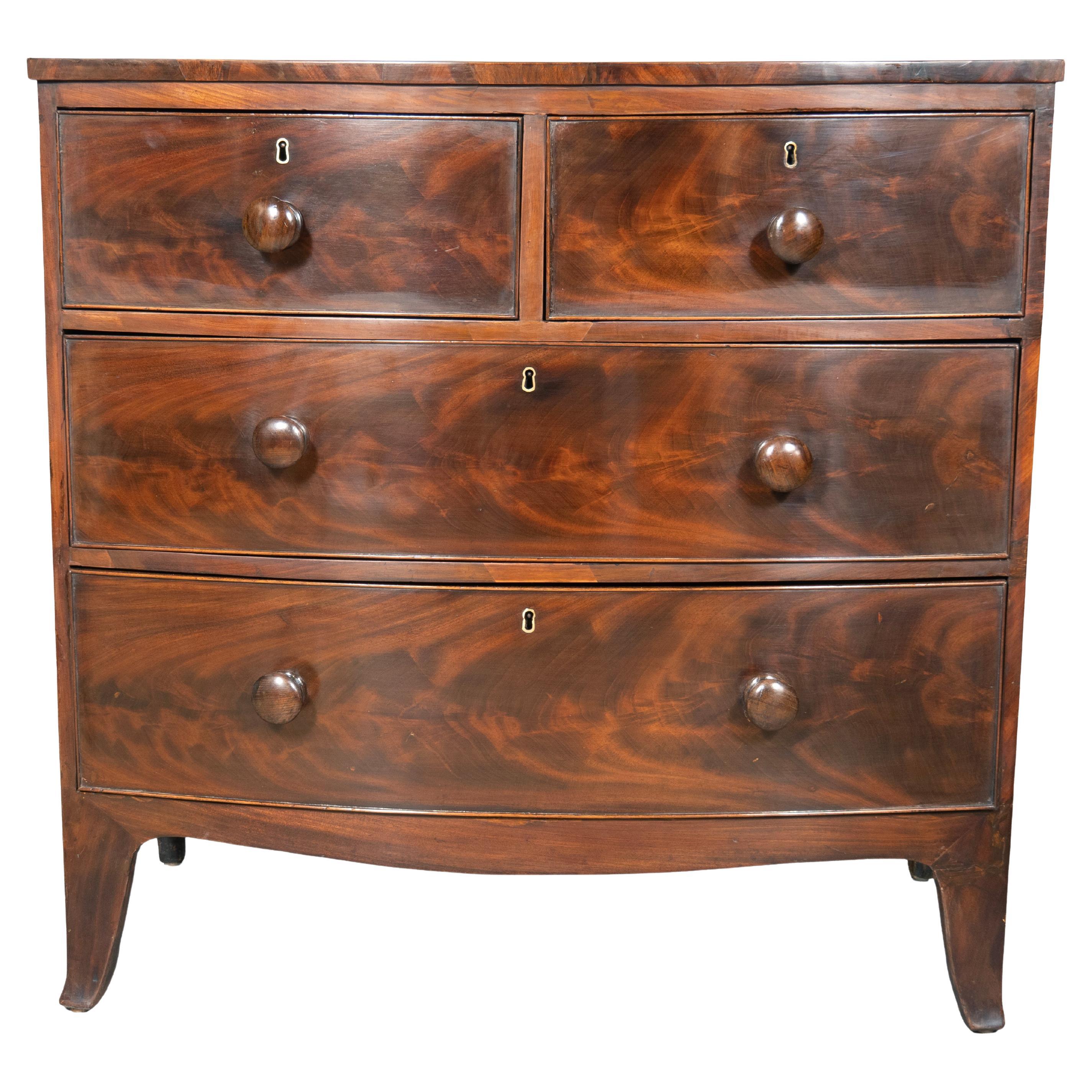 Regency Mahogany Bowfront Chest Of Drawers