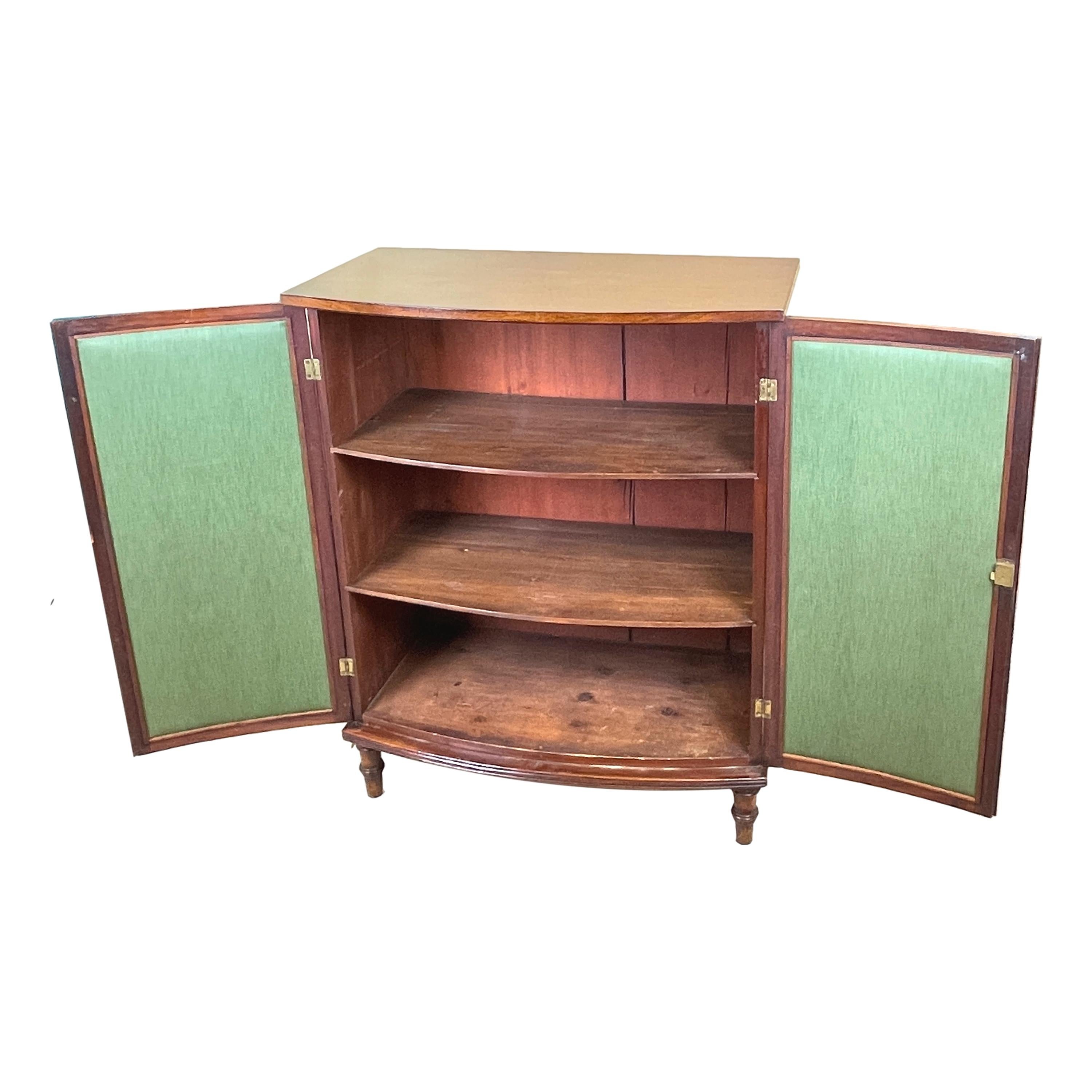 English Regency Mahogany Bow Fronted Side Cabinet For Sale