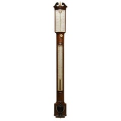 Regency Mahogany Bow Fronted Stick Barometer by Bate