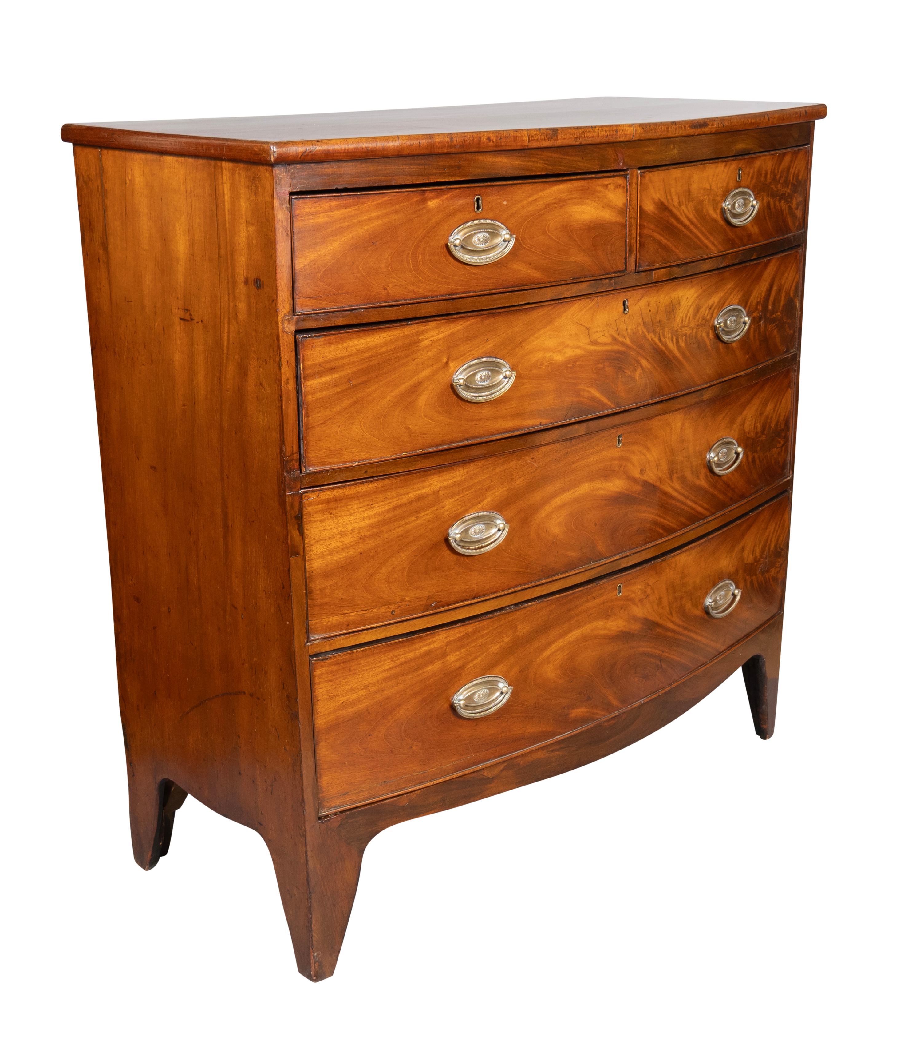 English Regency Mahogany Bowfront Chest Of Drawers