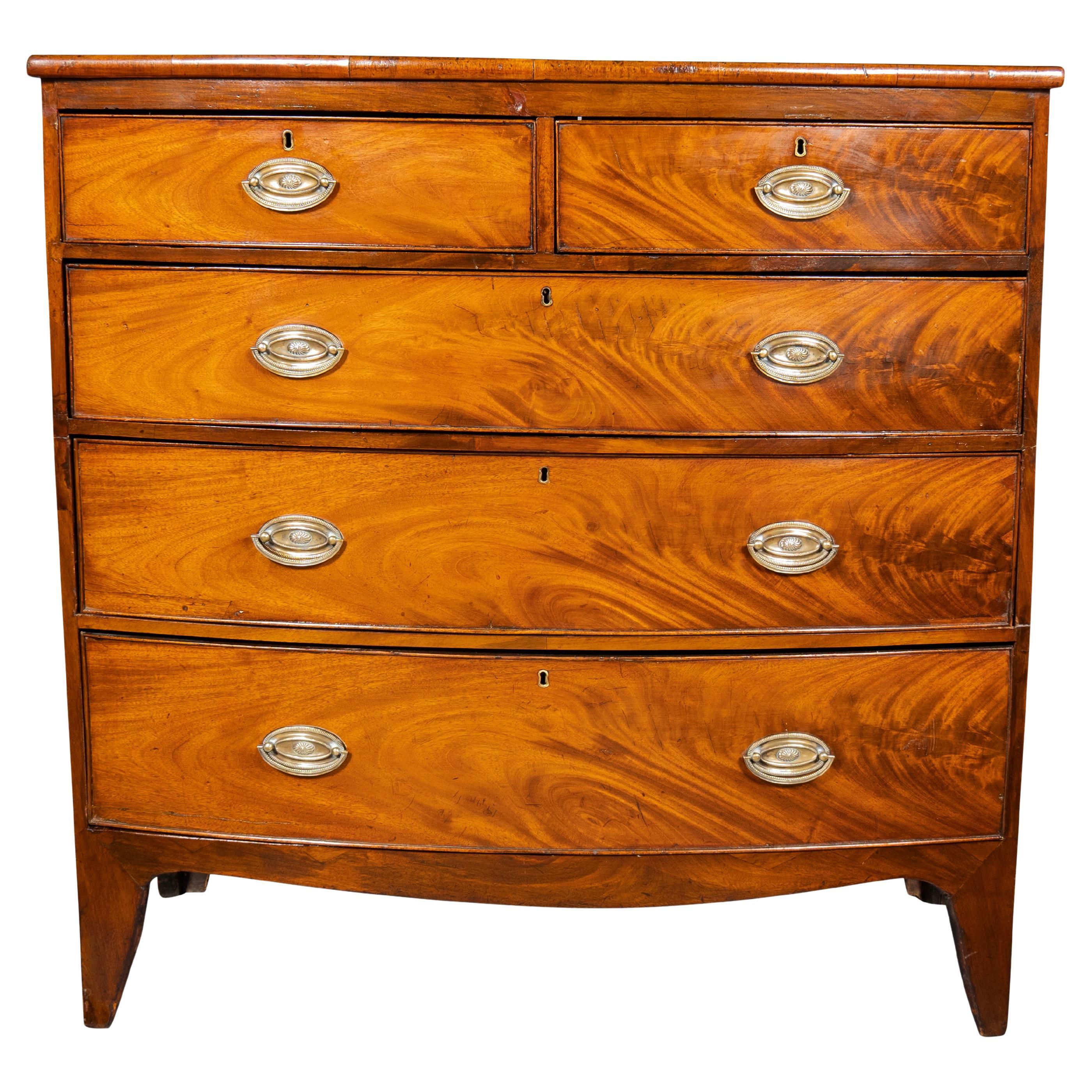 Regency Mahogany Bowfront Chest Of Drawers