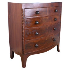 Antique Regency Mahogany Bowfront Chest of Drawers, Tea Caddy Top, Original Feet