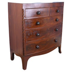 Regency Mahogany Bowfront Chest of Drawers, Tea Caddy Top, Original Feet