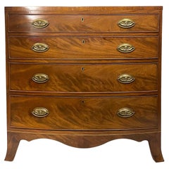 Regency Mahogany Bowfront Chest with Rosewood Cross-Banding, English, ca. 1830