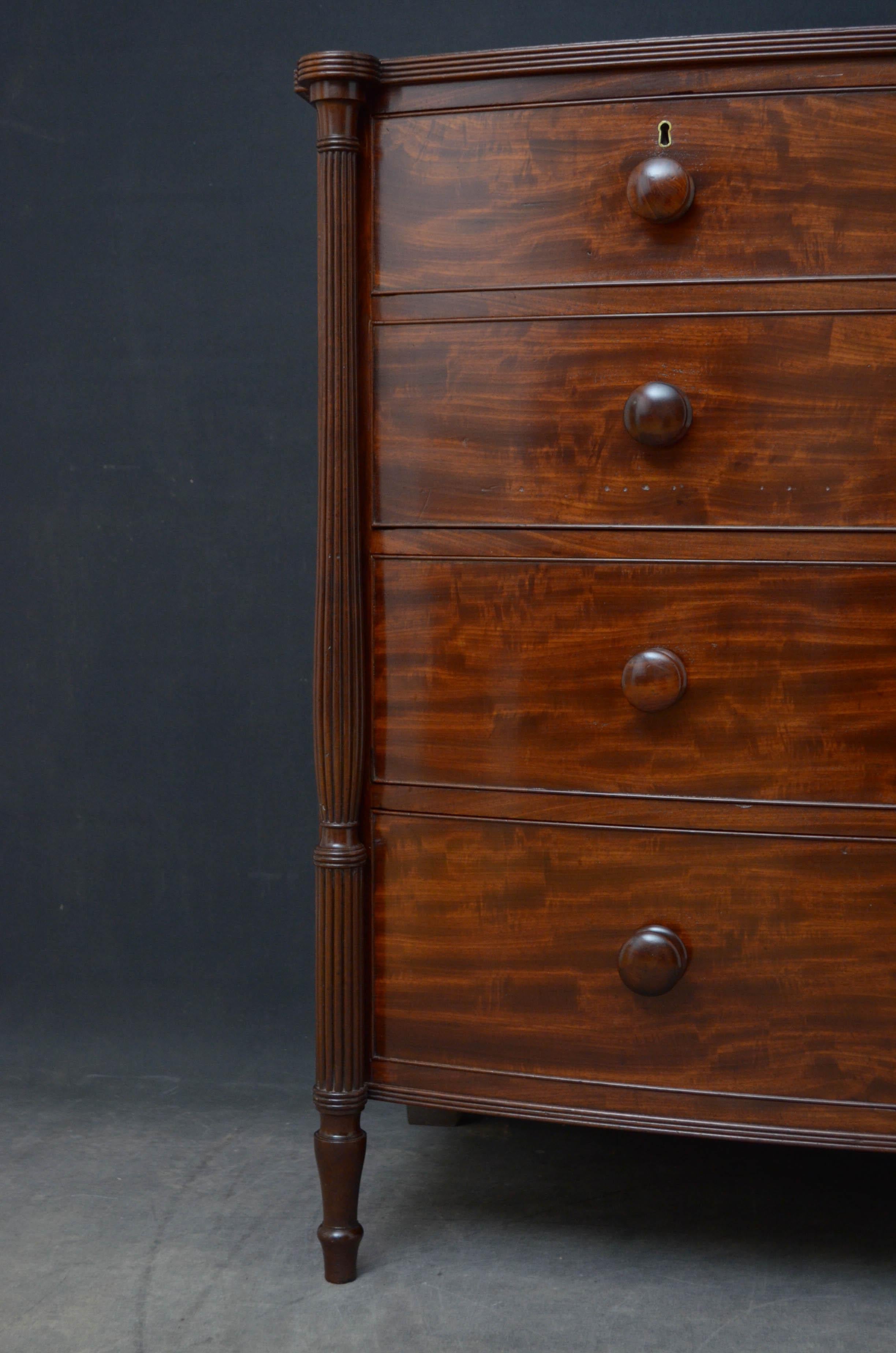 English Regency Mahogany Bowfronted Chest of Drawers