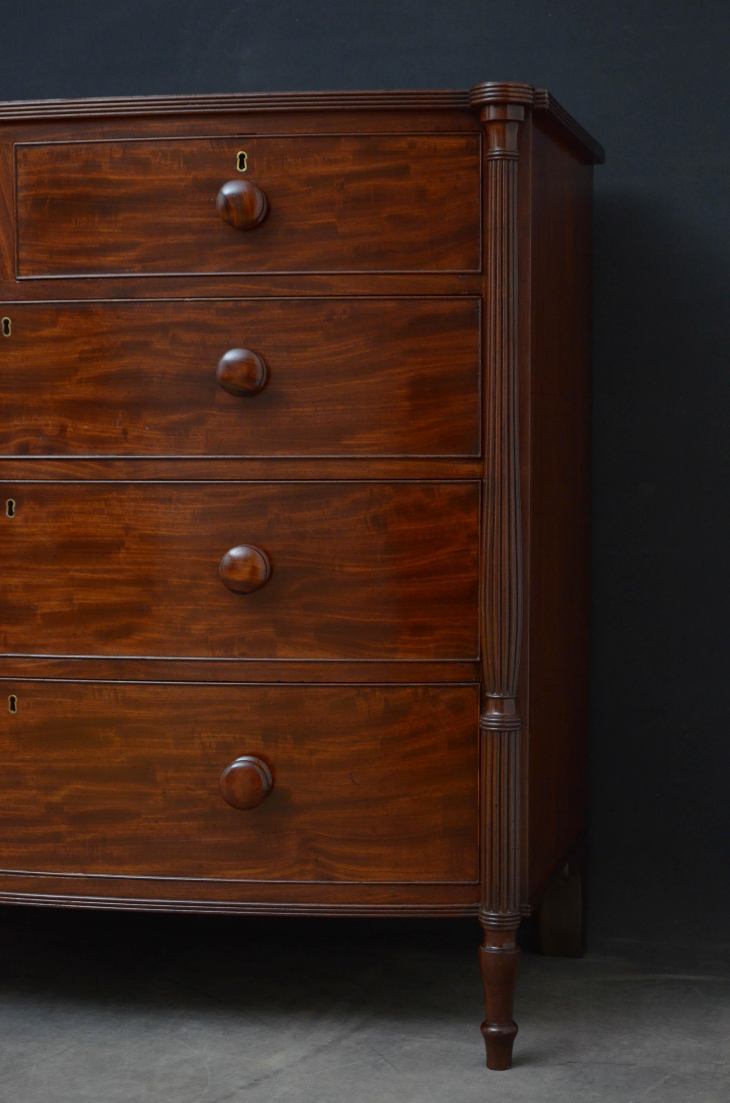 Early 19th Century Regency Mahogany Bowfronted Chest of Drawers