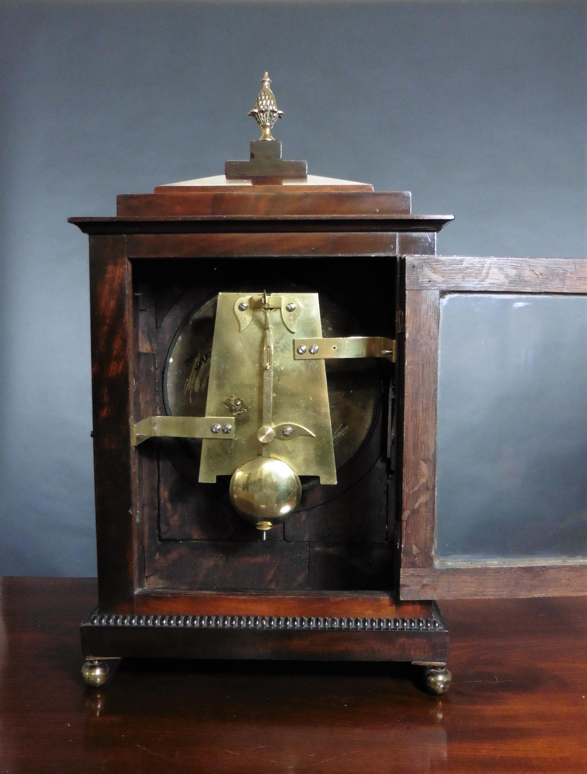 19th Century Regency Mahogany Bracket Clock by John Garth, Harrogate For Sale