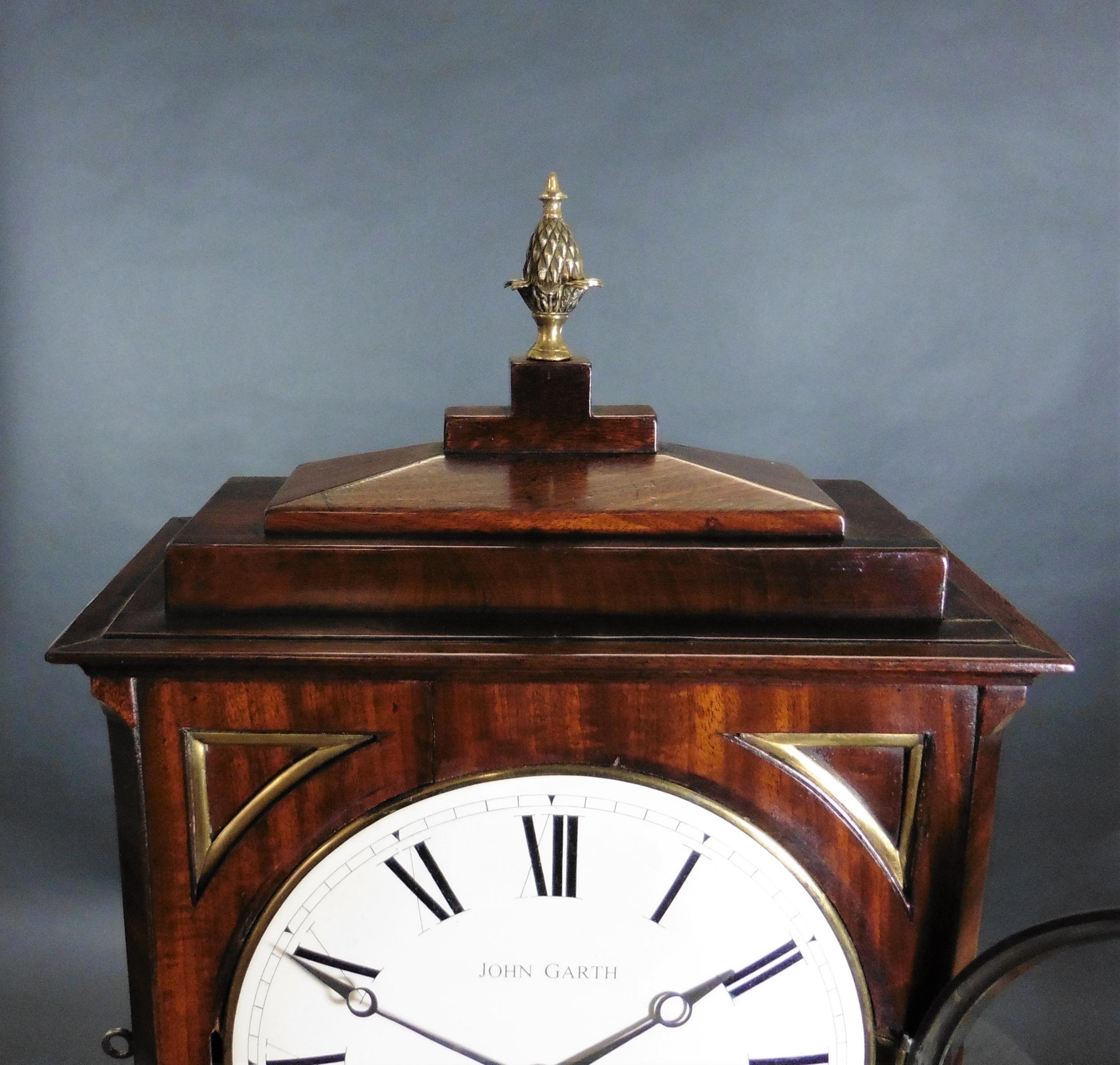 Regency Mahogany Bracket Clock by John Garth, Harrogate For Sale 3