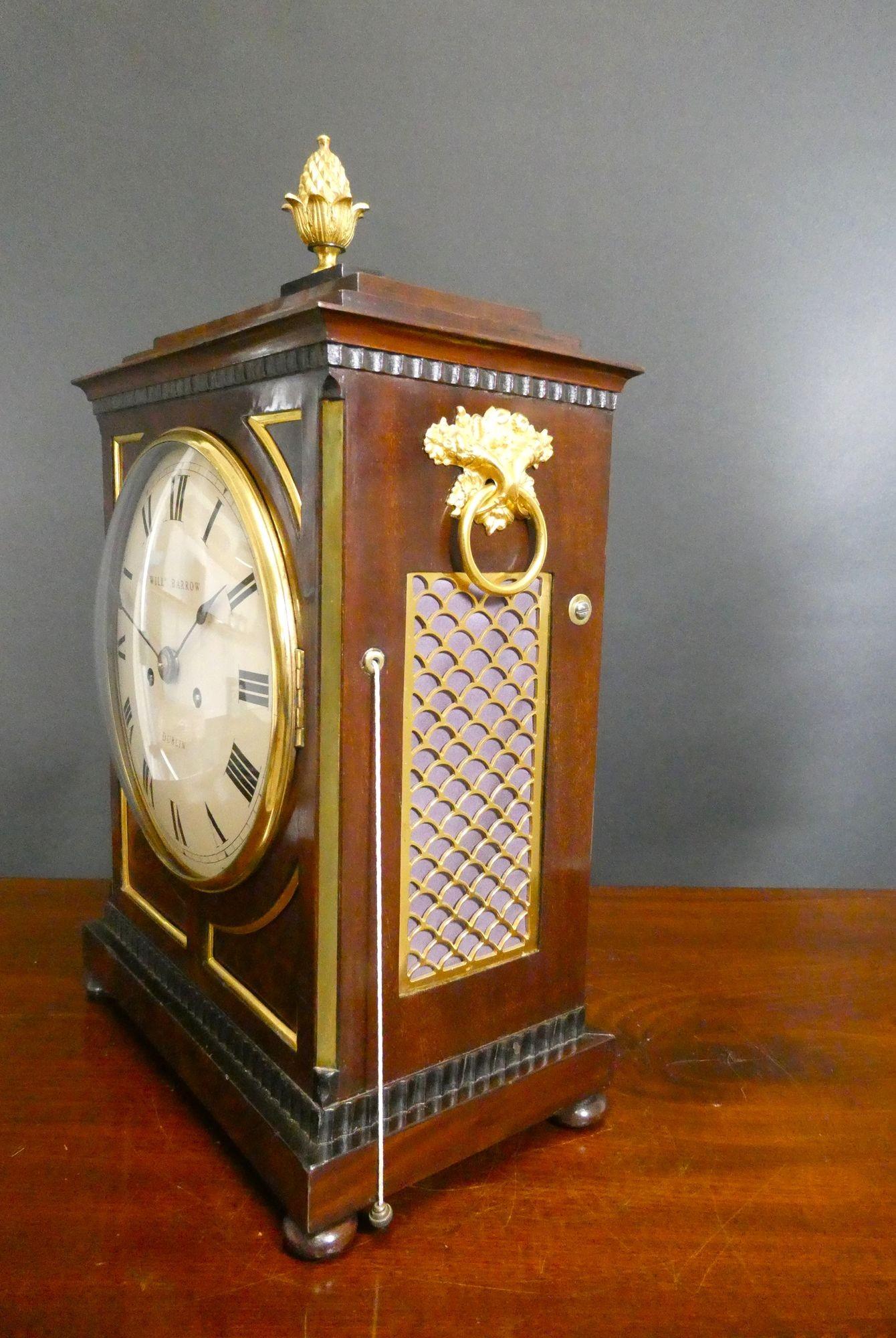 Irish Regency Mahogany Bracket Clock, William Barrow, Dublin For Sale
