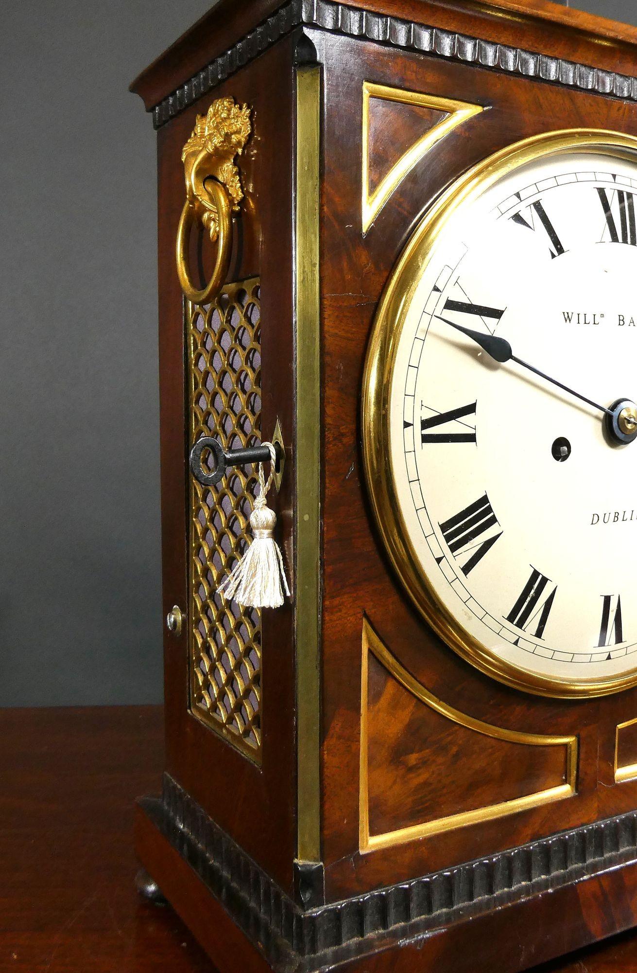 Regency Mahogany Bracket Clock, William Barrow, Dublin For Sale 3