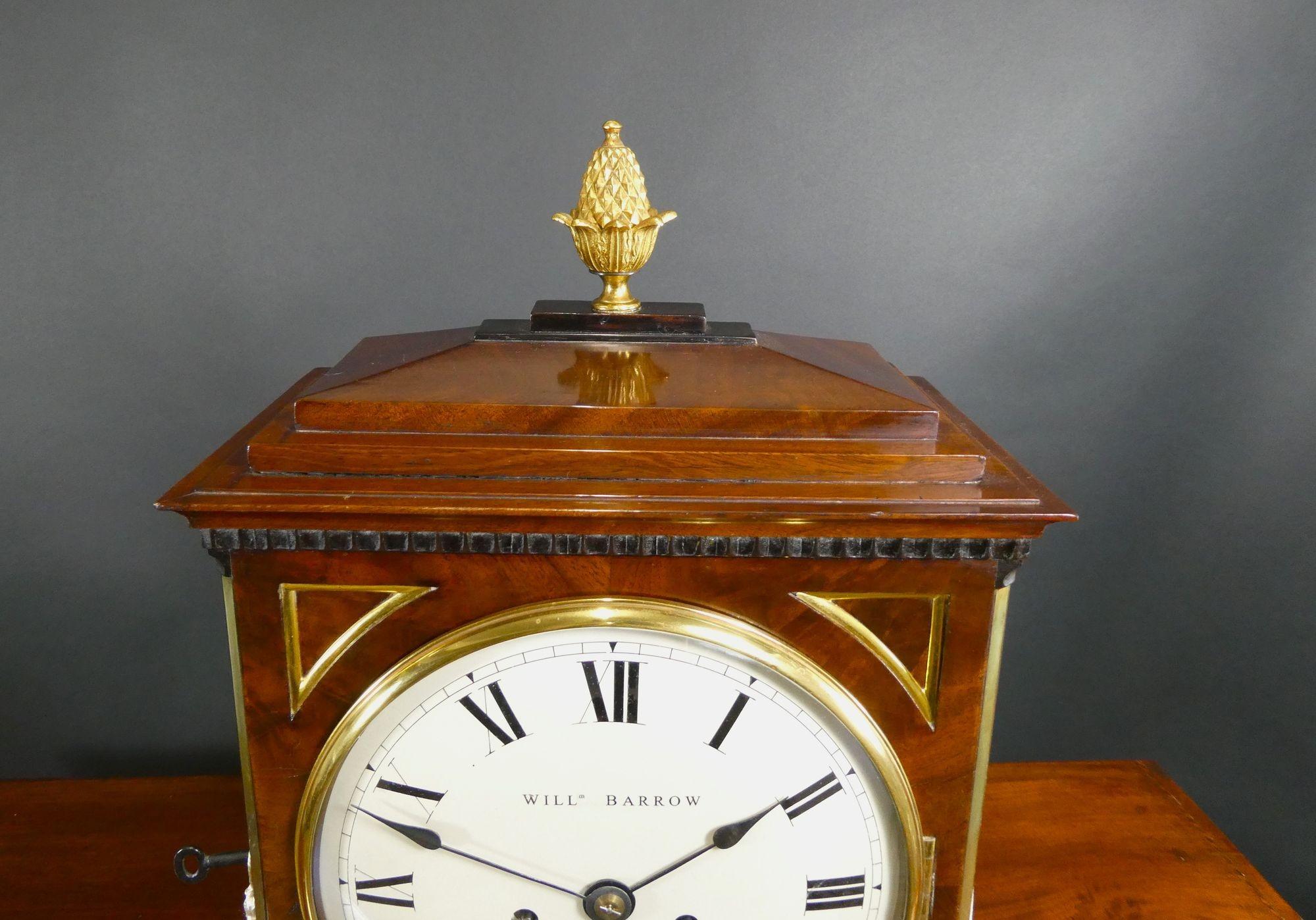 Regency Mahogany Bracket Clock, William Barrow, Dublin For Sale 4