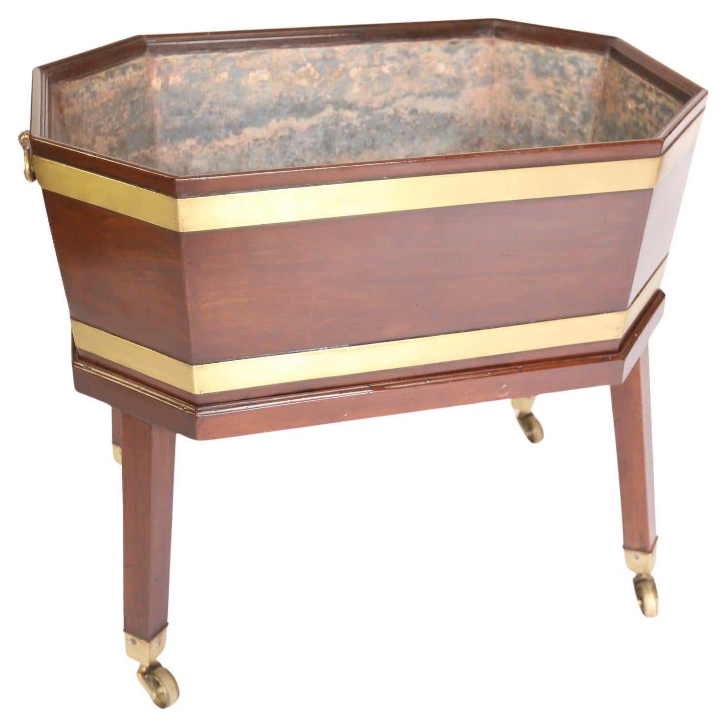 Regency Mahogany & Brass bound Wine Cooler/  Cellaret on stand