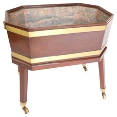 Antique Regency Mahogany & Brass bound Wine Cooler/  Cellaret on stand