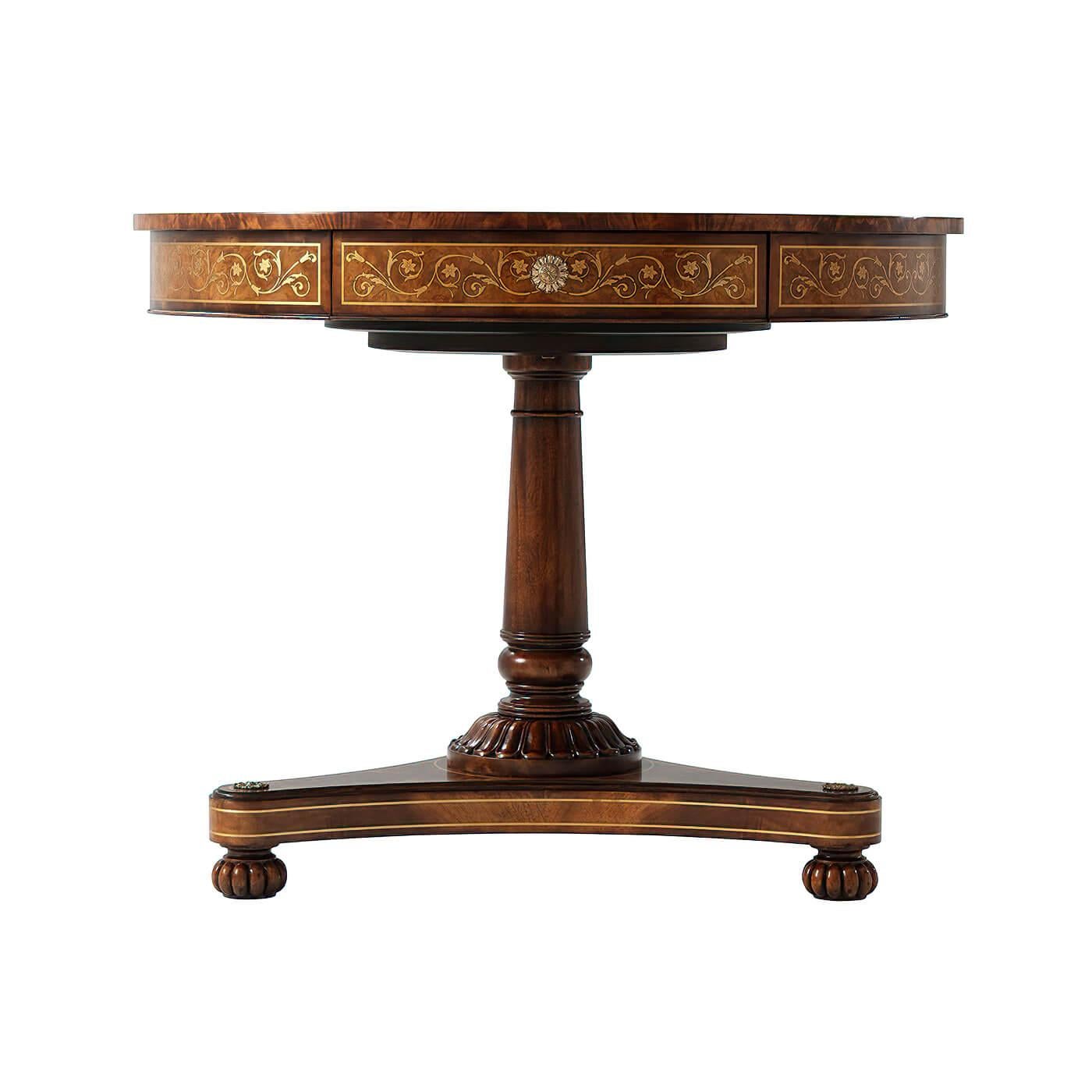 Vietnamese Regency Mahogany Brass Inlaid Center Table For Sale