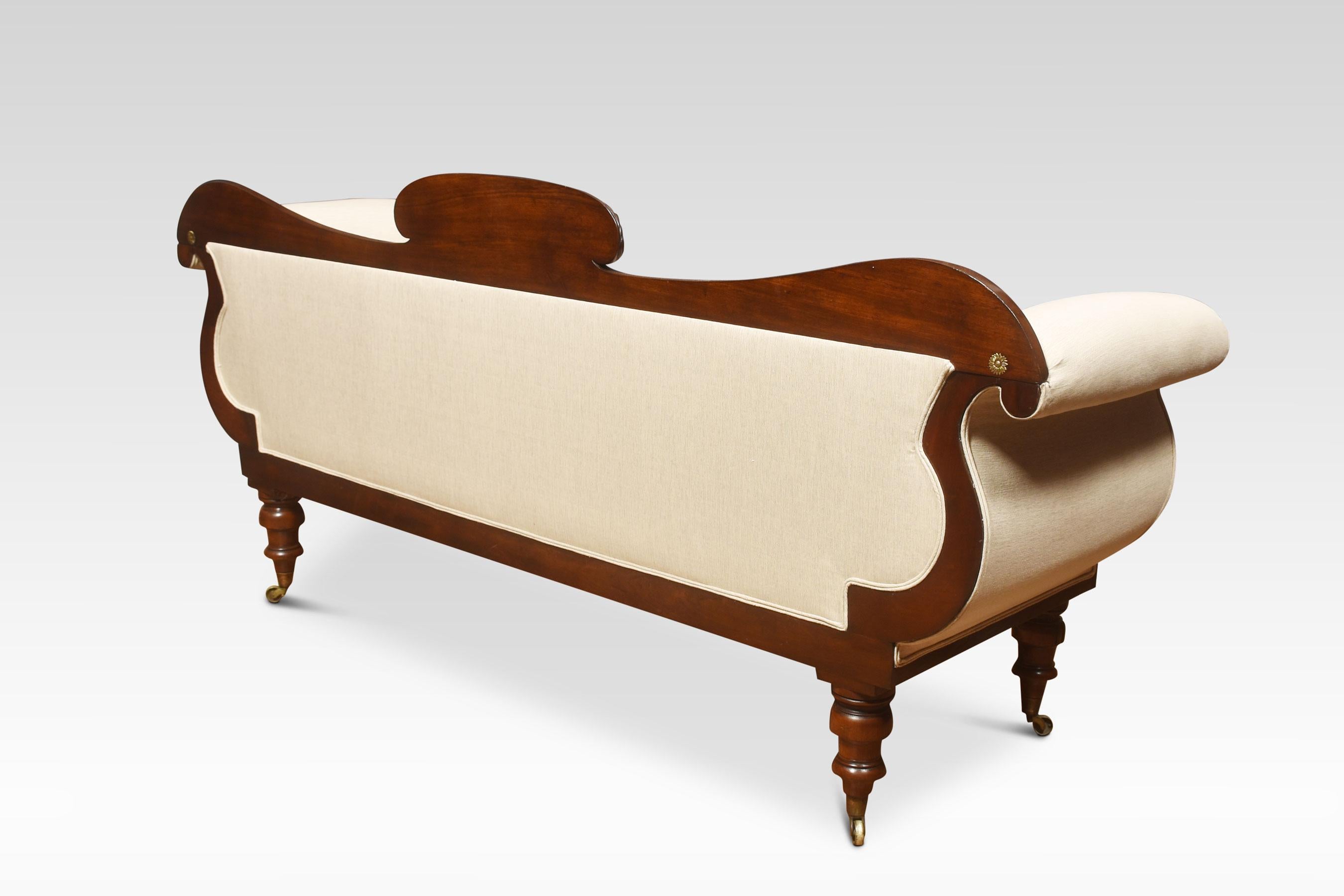 Regency Mahogany Brass Inlaid Scroll End Settee For Sale 4