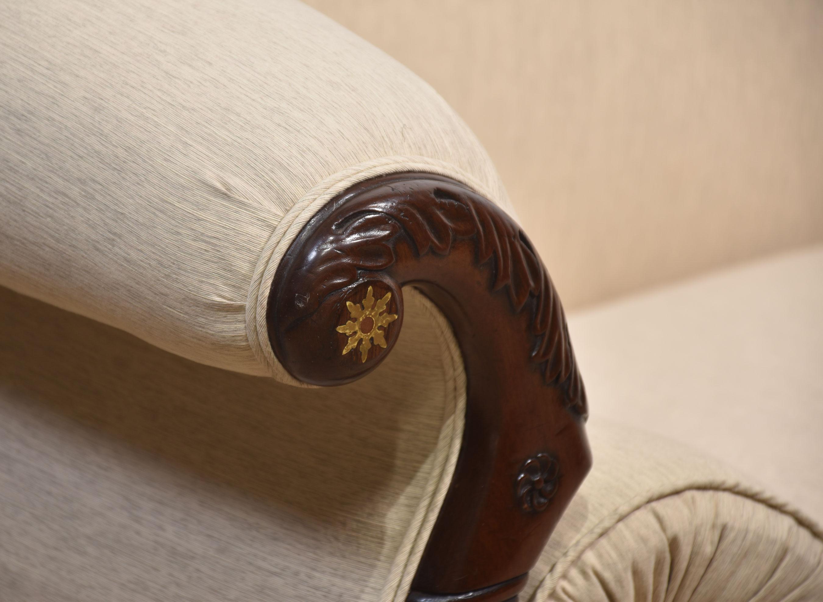 Regency mahogany brass inlaid settee For Sale 6