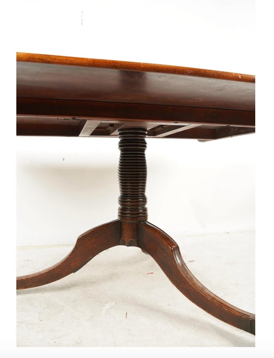 Brass Regency Mahogany Dining or Breakfast Table For Sale