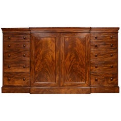 Regency Mahogany Breakfront Low Linen Press