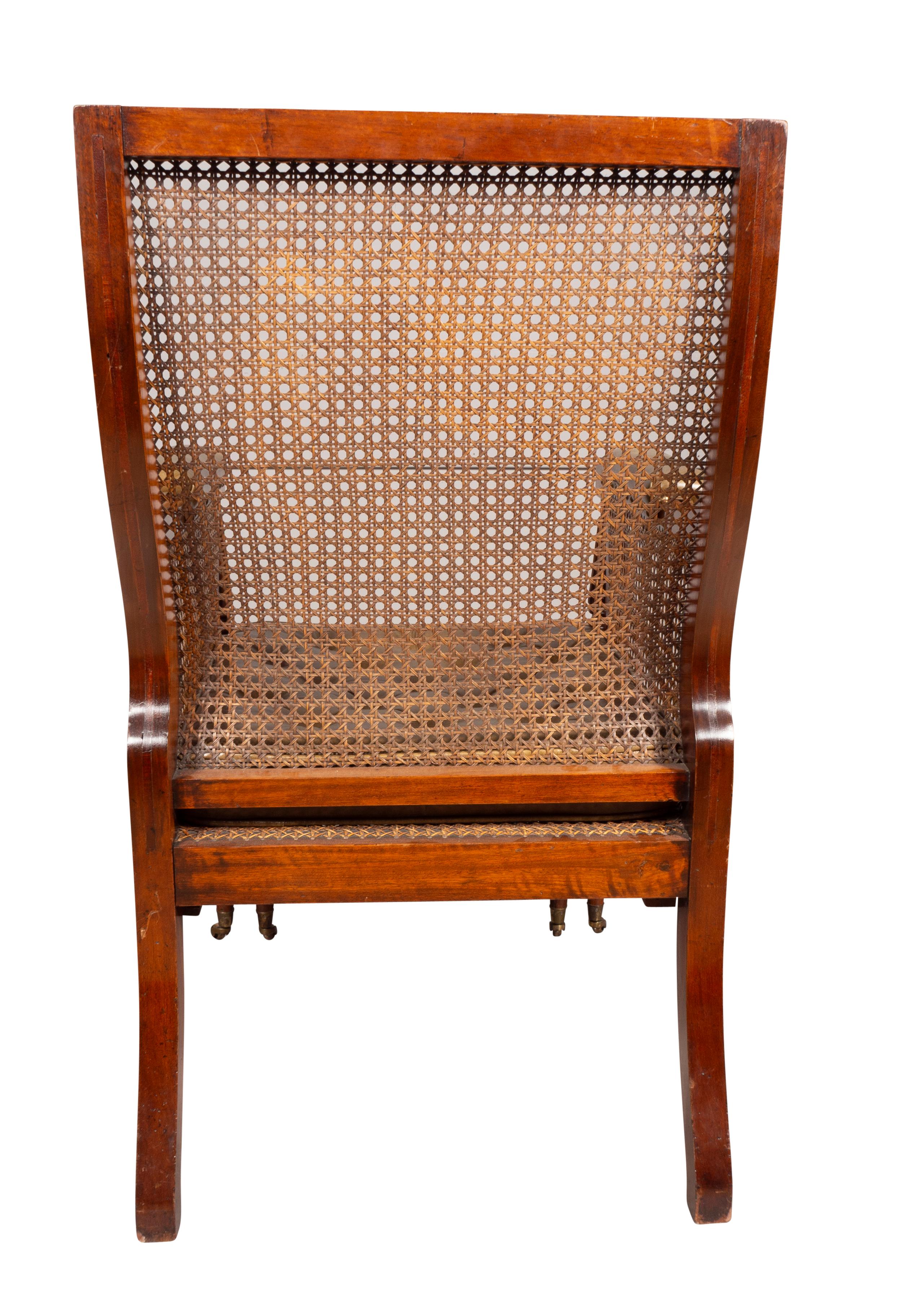 Regency Mahogany Caned Bergere And Ottoman In Good Condition For Sale In Essex, MA