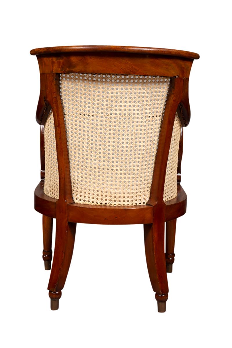Regency Mahogany Caned Bergere  In Good Condition For Sale In Essex, MA