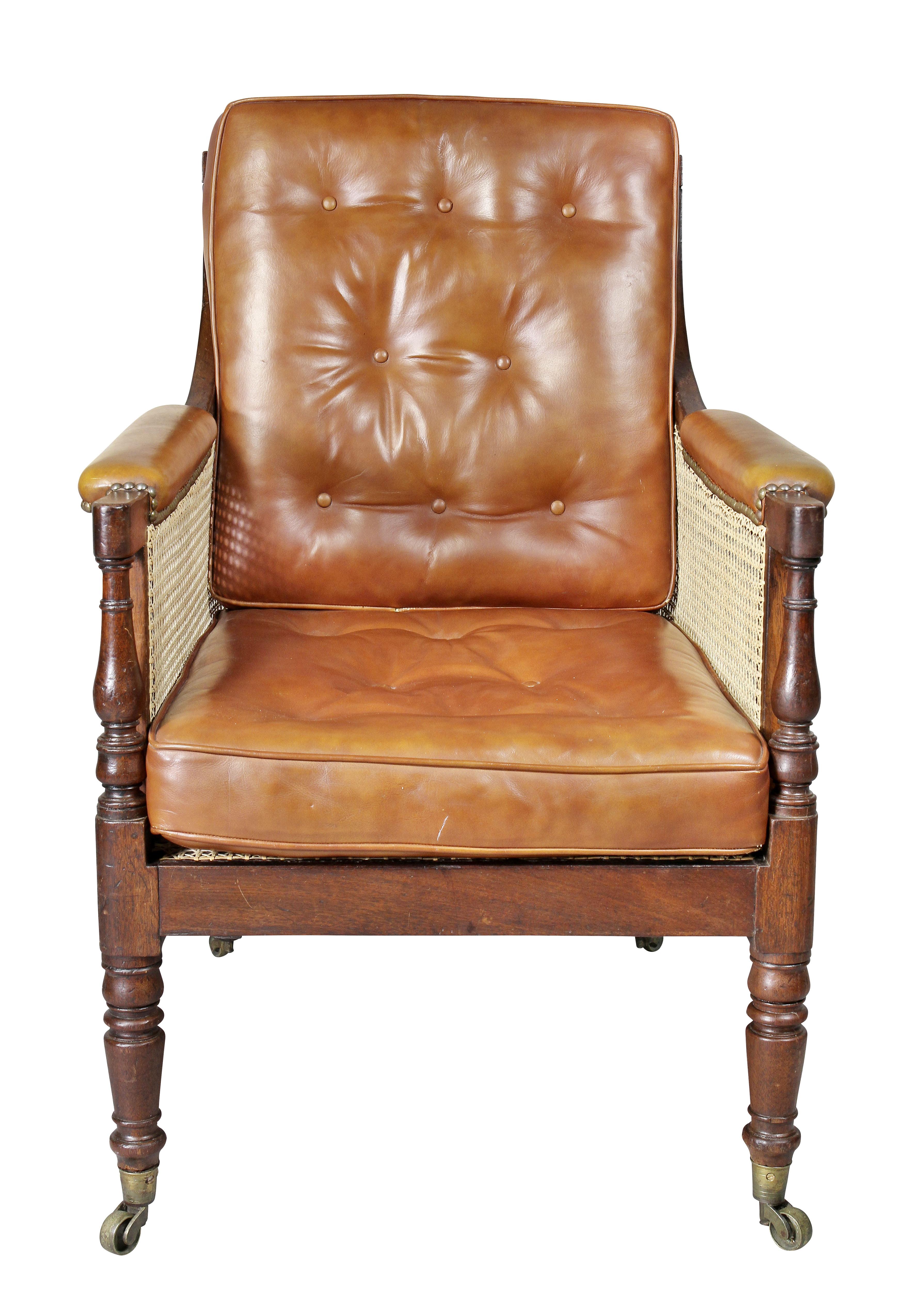 Early 19th Century Regency Mahogany Caned Bergere