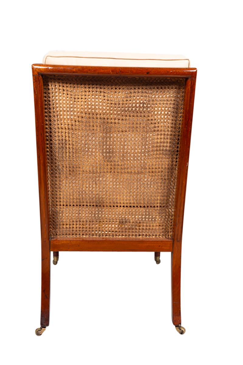 19th Century Regency Mahogany Caned Bergere For Sale