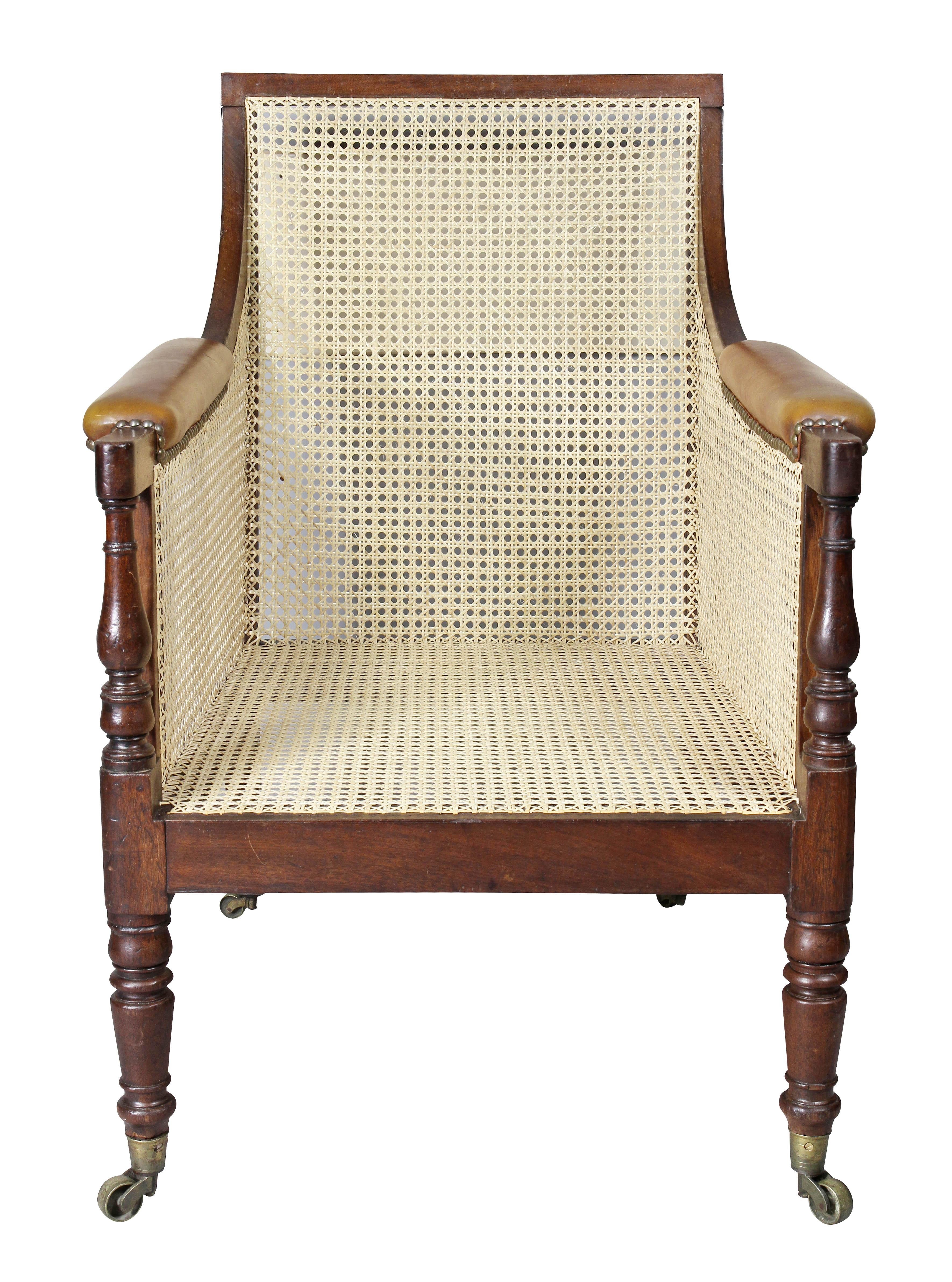 Regency Mahogany Caned Bergere 1