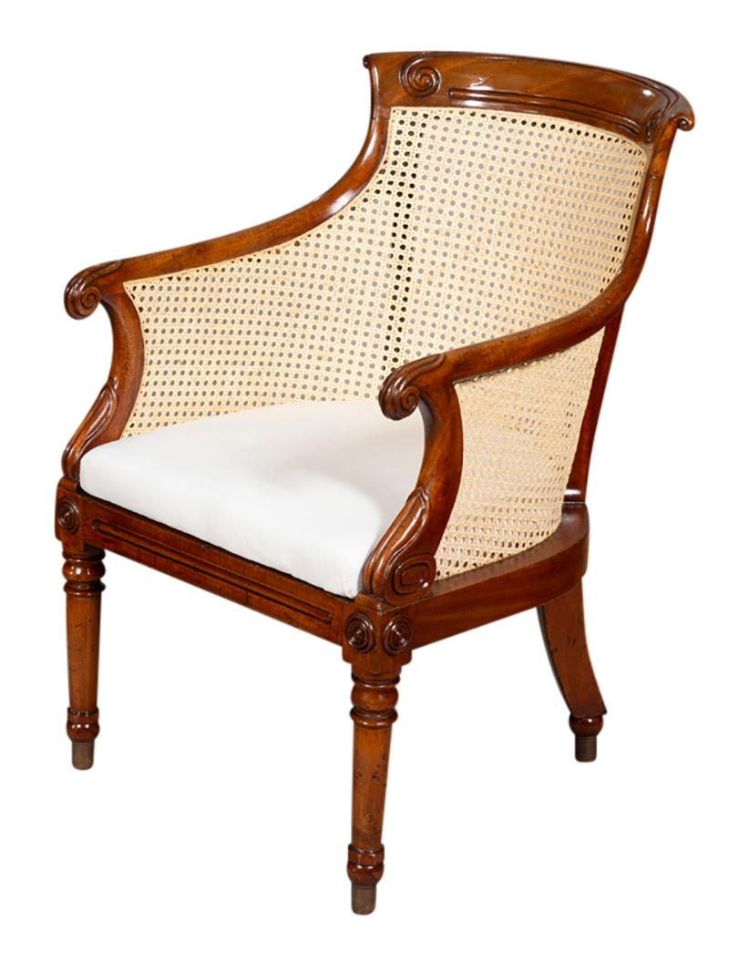 Regency Mahogany Caned Bergere  For Sale 1