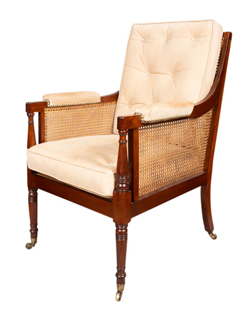 Regency Mahogany Caned Bergere For Sale 1