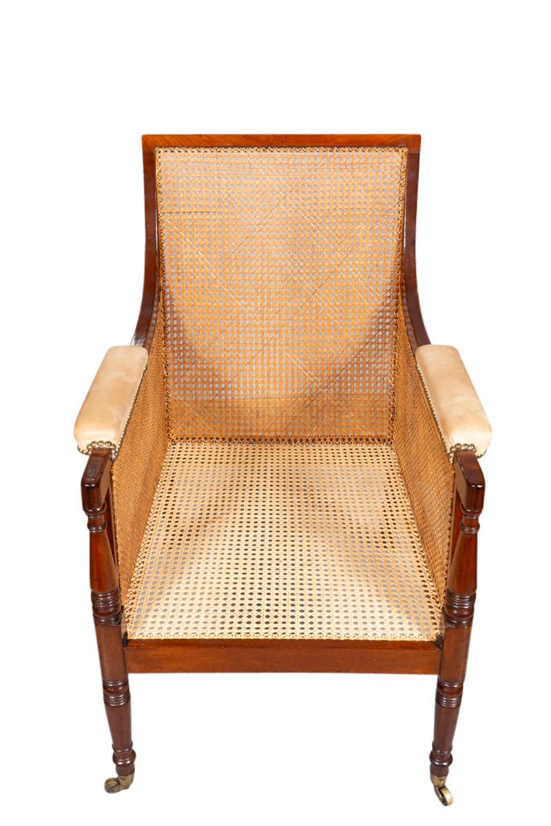Regency Mahogany Caned Bergere For Sale 2