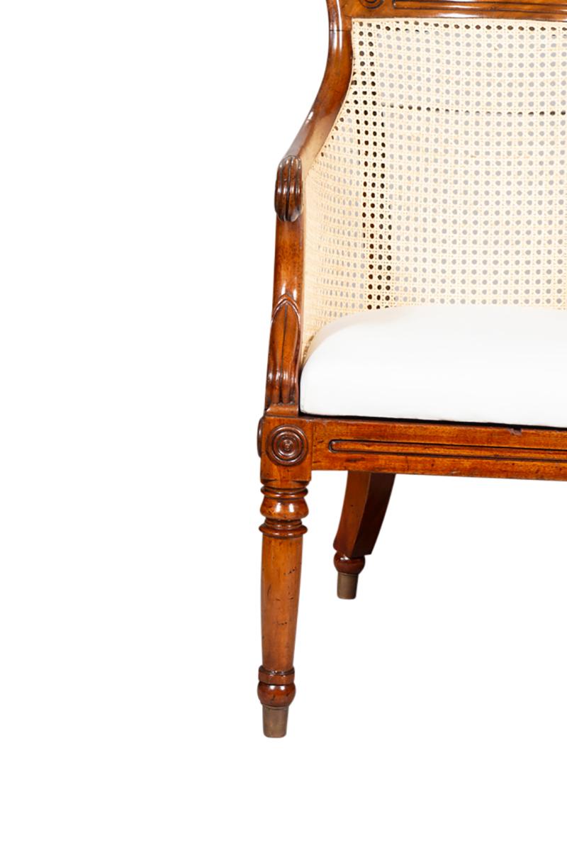 Regency Mahogany Caned Bergere  For Sale 4